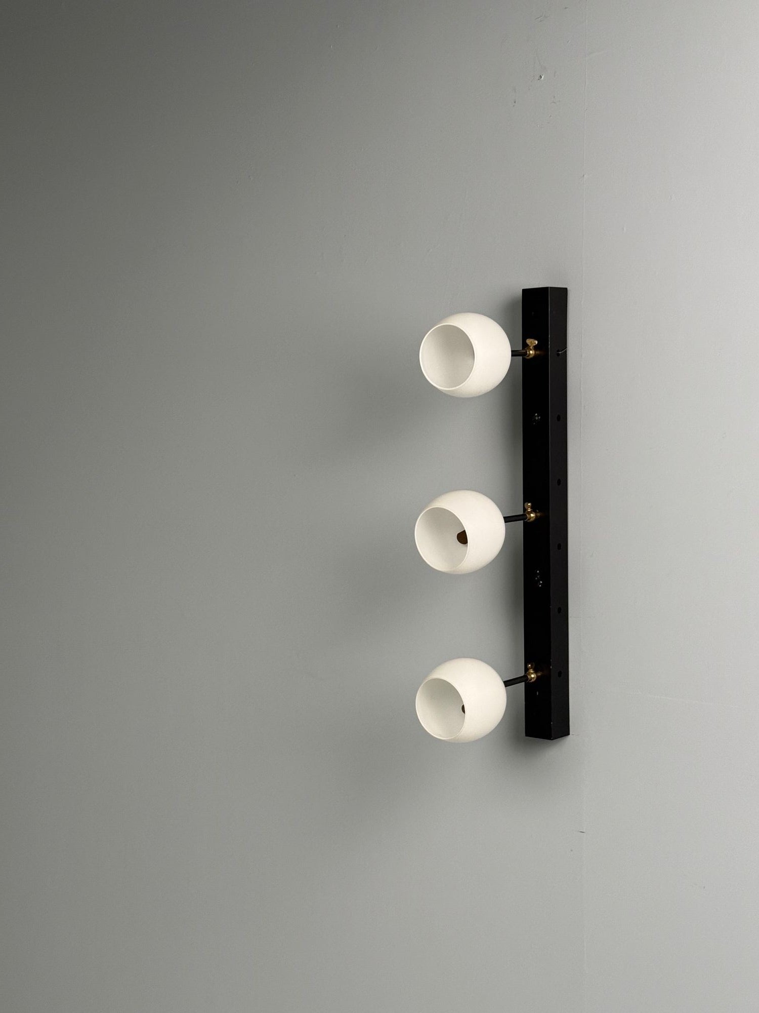 Italian Mid-Century Modern, Three Light Wall Sconce, Painted Metal, Glass, 1950s