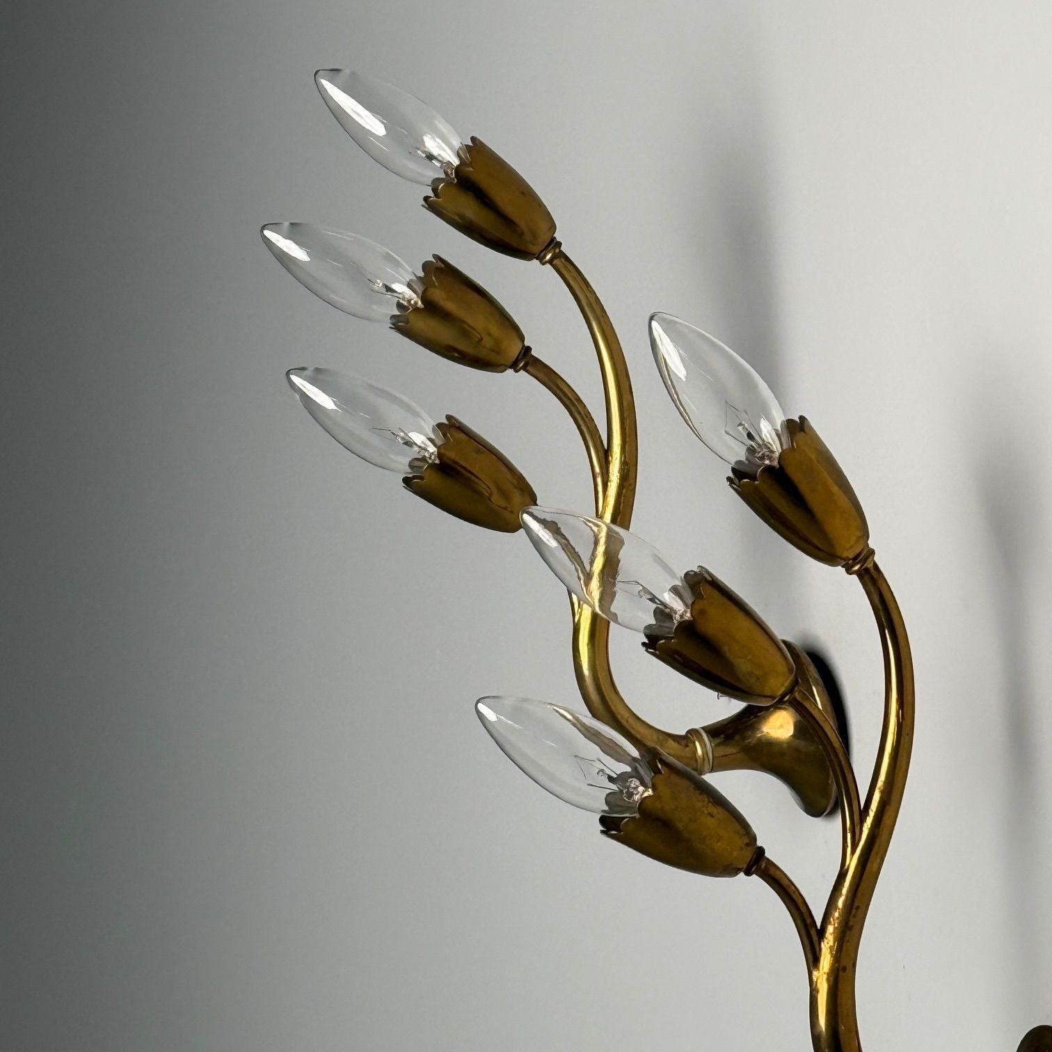 Gio Ponti Attr., Italian Mid-Century Modern, Wall Sconces, Brass, Flower Shape