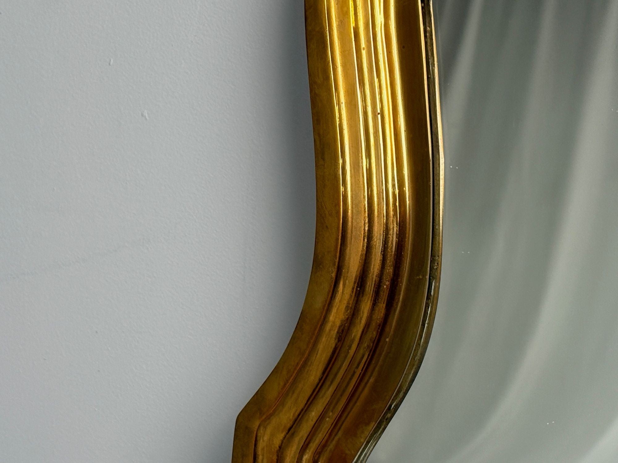 Hollywood Regency Style, Bronze, Scalloped Wall Mirror, USA, 1950s