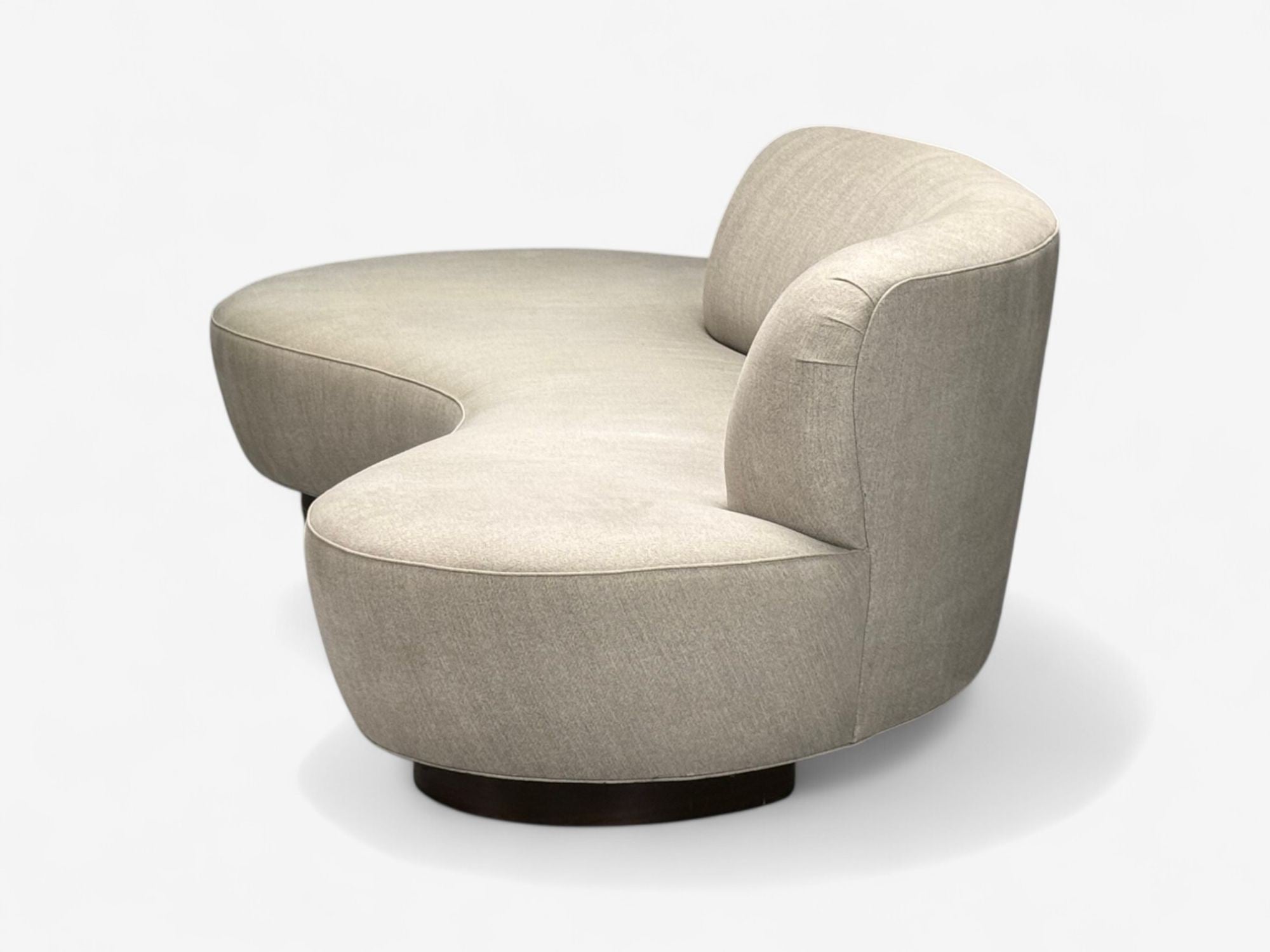 Vladimir Kagan, Walnut, Fabric, Monumental Serpentine Sofa, USA, 2000s