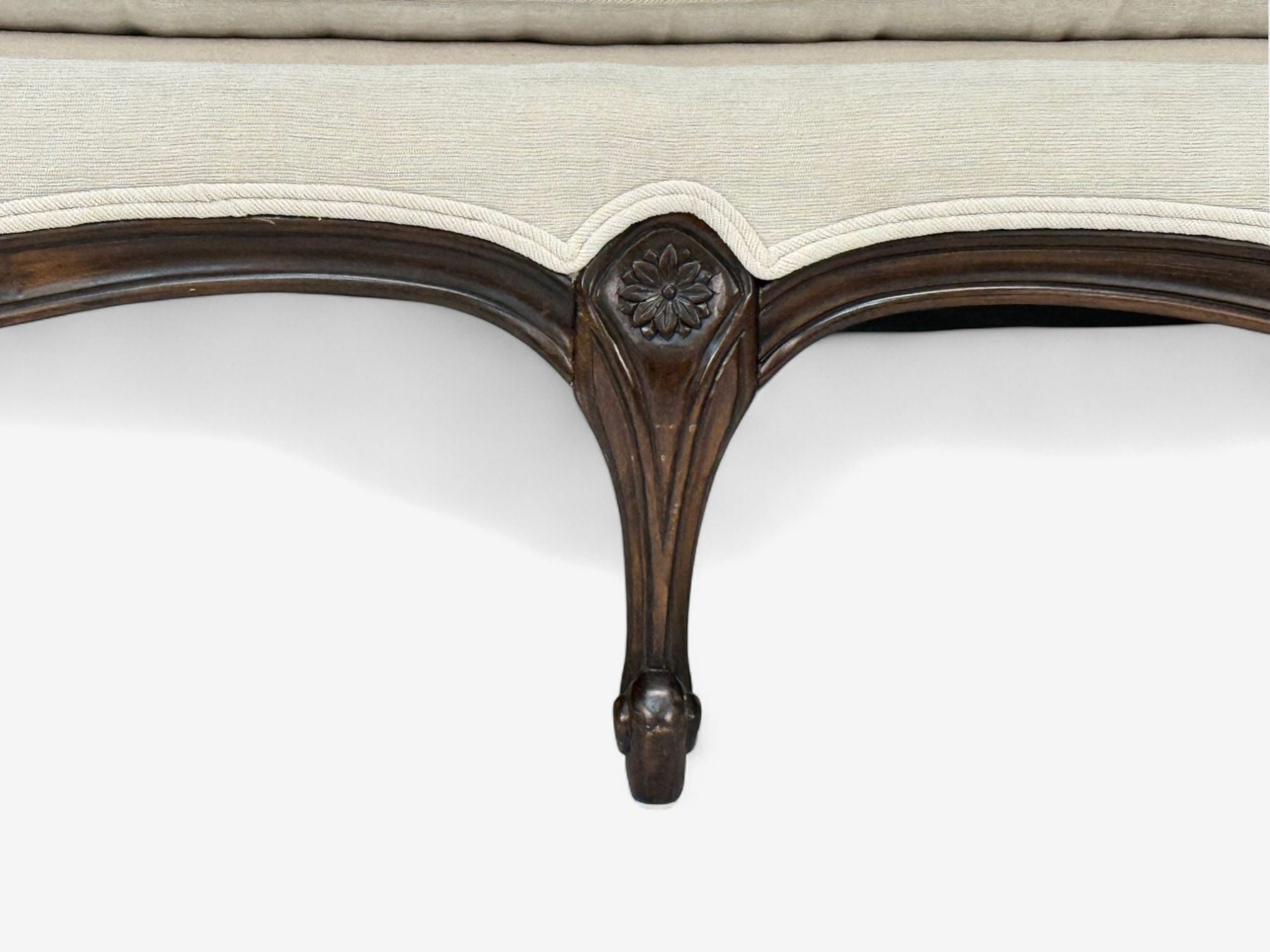 Louis XV Style, Mahogany, Beige Fabric, Sofa, France, 20th C.