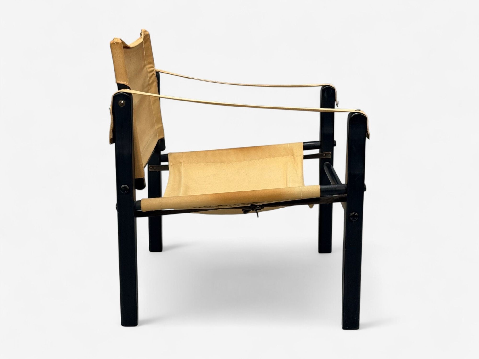 Gold Medal Folding Furniture Co., Leatherette, Wood, Safari Chair, USA, 1960s