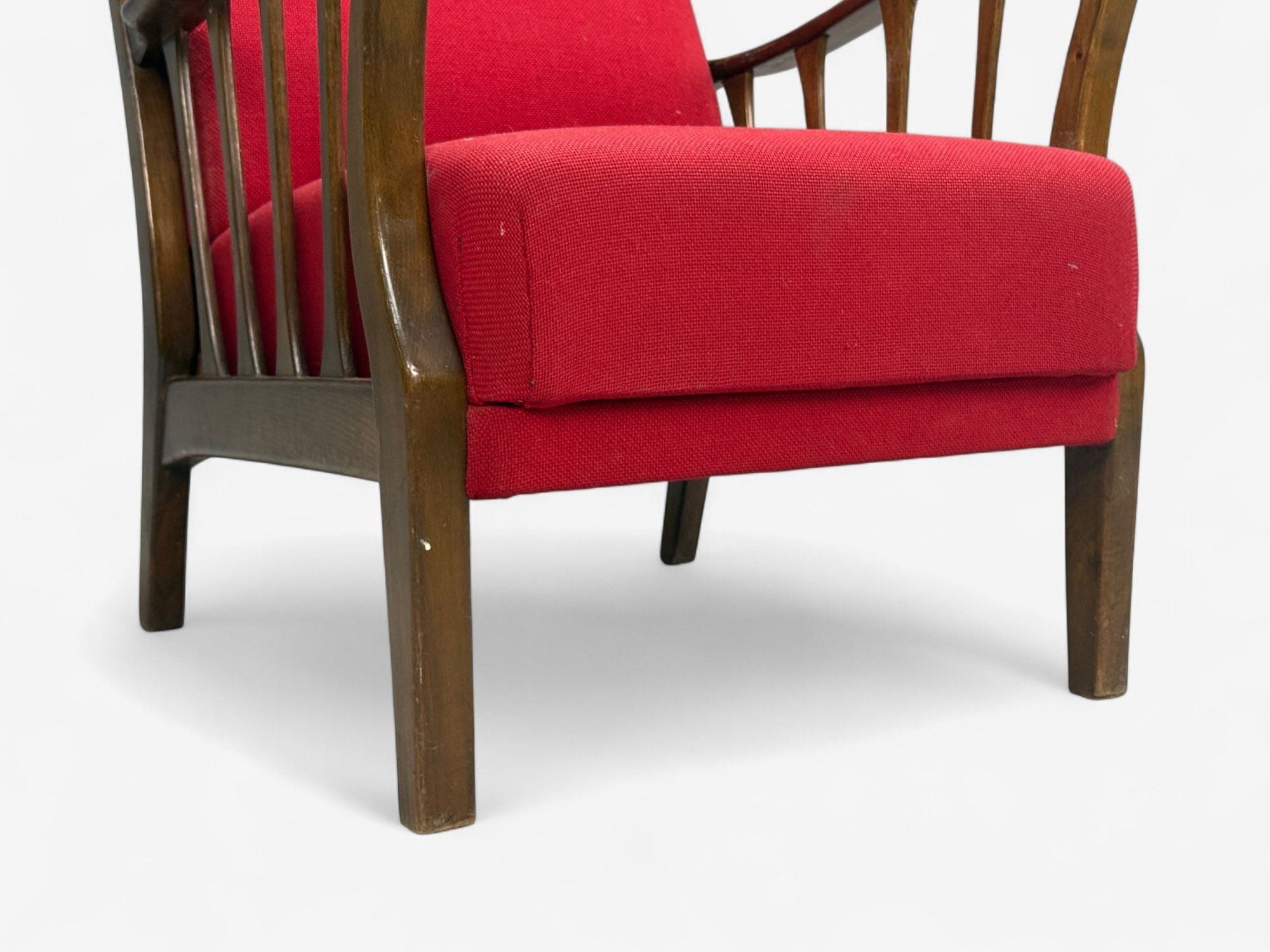 Josef Frank Attribution, Red Fabric, Wood, Denmark, 1950s