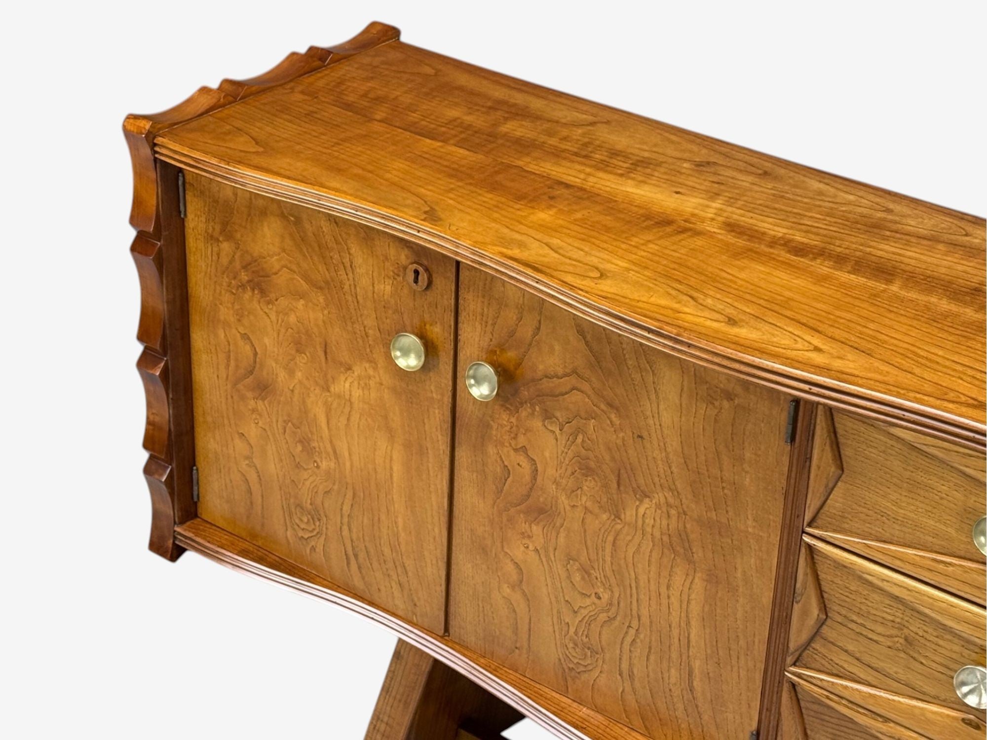 Paolo Buffa, Italian Modern, Cherrywood, Brass, Sideboard, Italy, 1950s