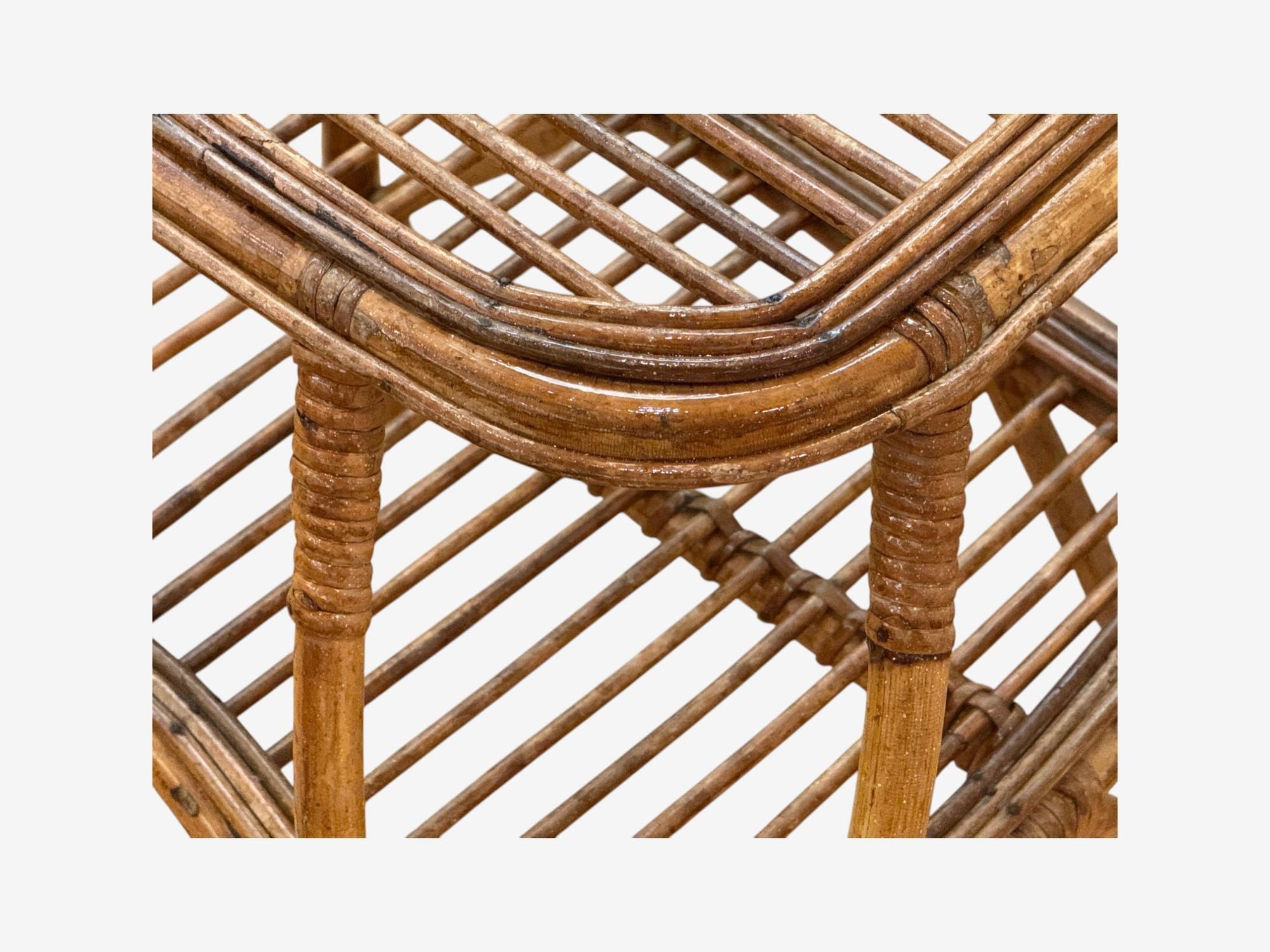 Italian Modern, Rattan, Bamboo, Cane, Side Table, Italy, 1960s