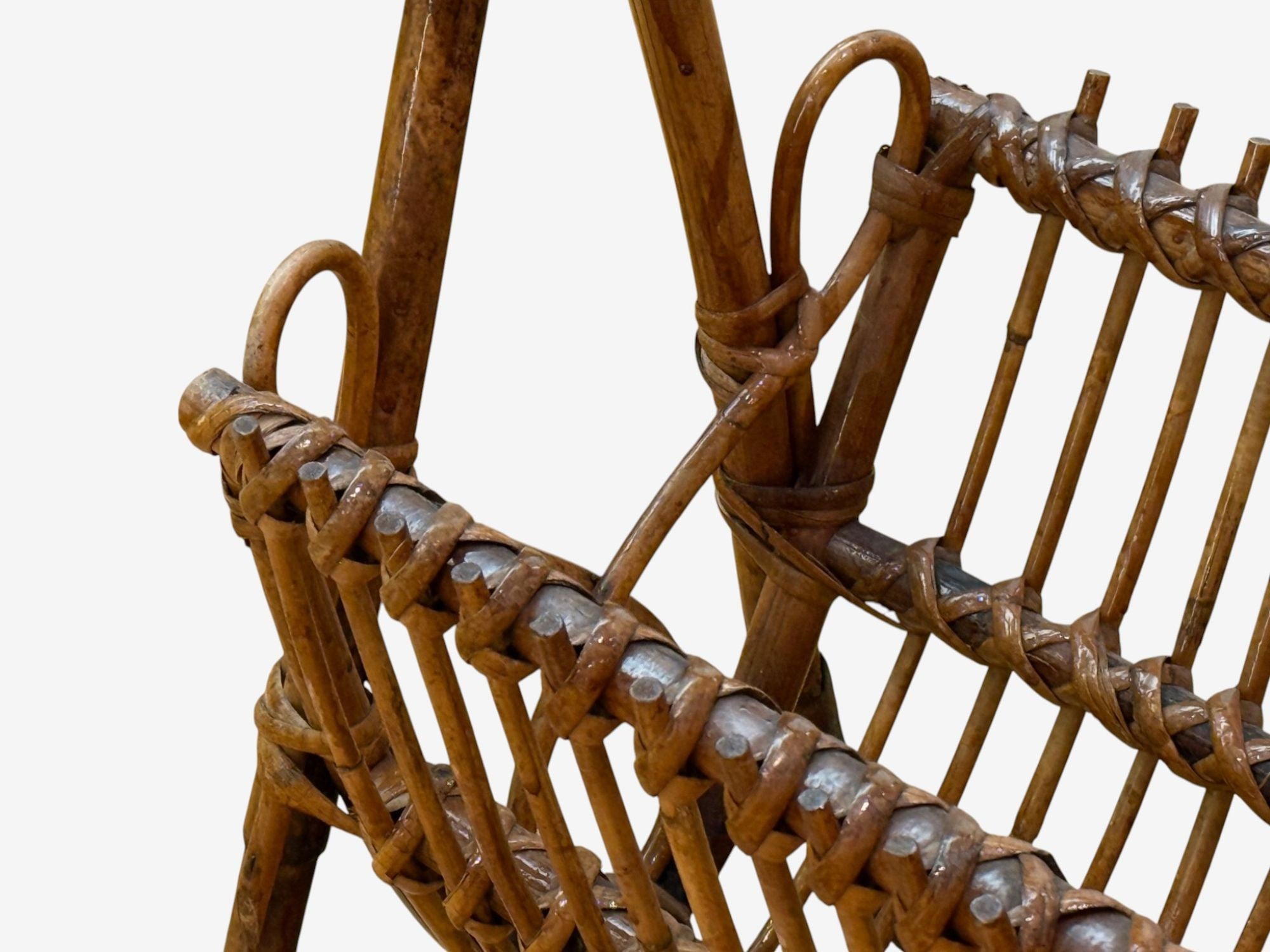 Italian Modern, Rattan, Bamboo, Cane, Magazine Rack, Italy, 1960s