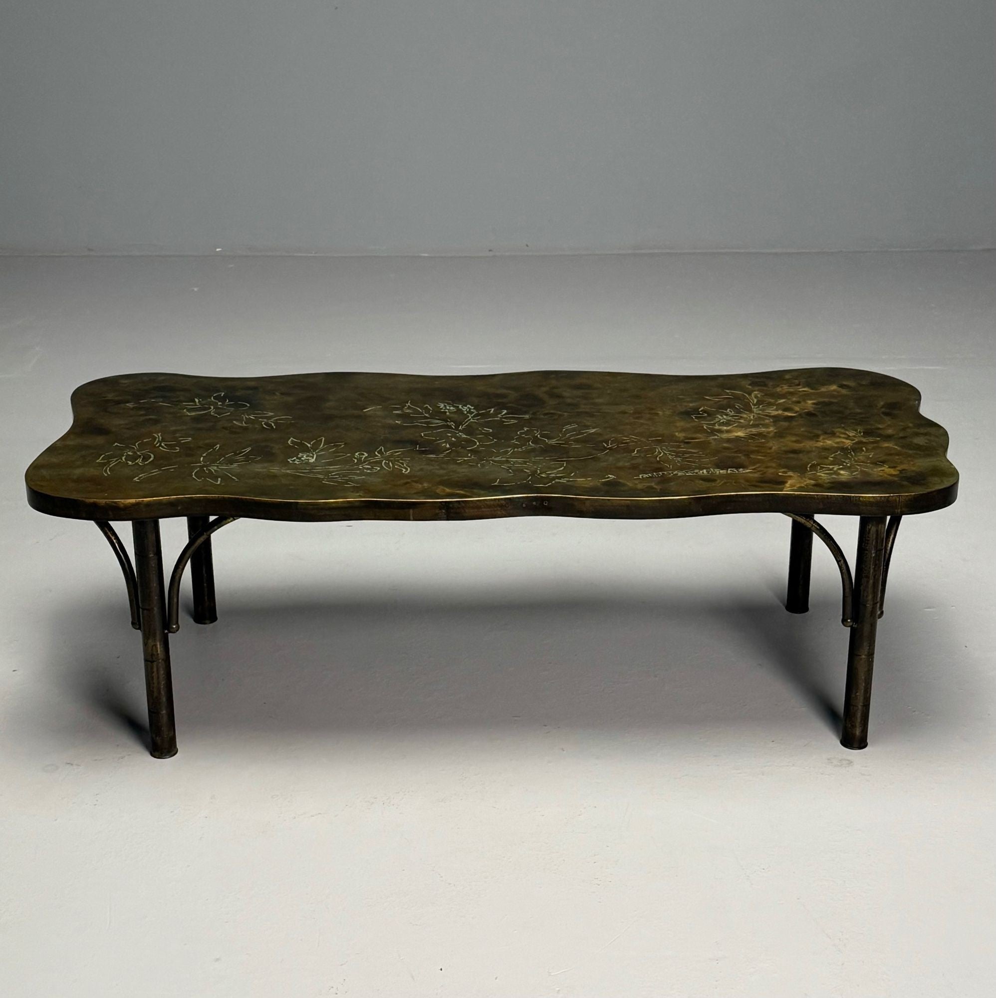 Philip & Kelvin LaVerne, Mid-Century Modern, Organic Form Coffee Table, Bronze