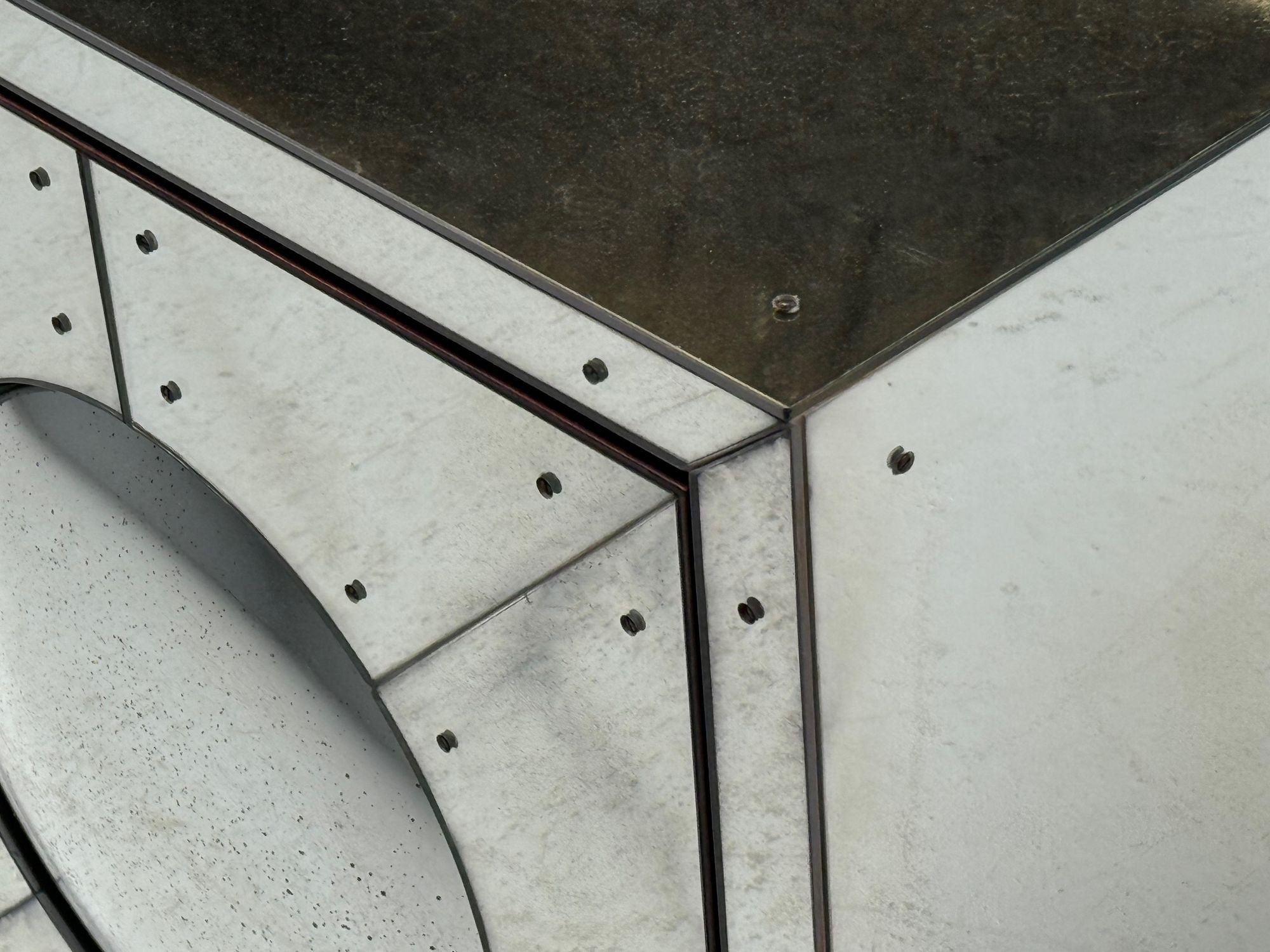 Art Deco Style, Painted Wood, Antique Glass, Mirrored Sideboard or Credenza