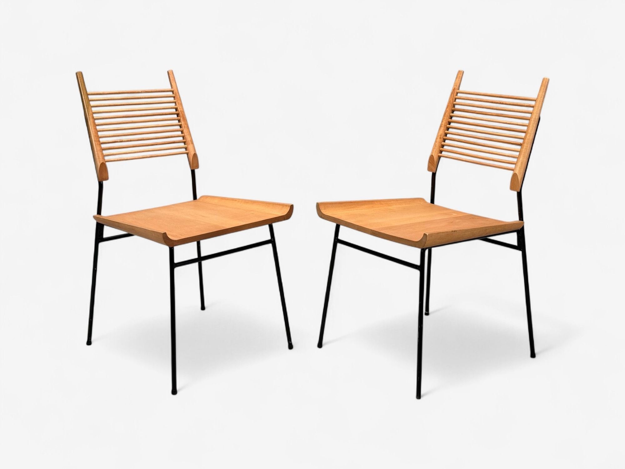 Paul McCobb, Maple, Lacquered Iron, Shovel Dining Chairs, USA, 1950s