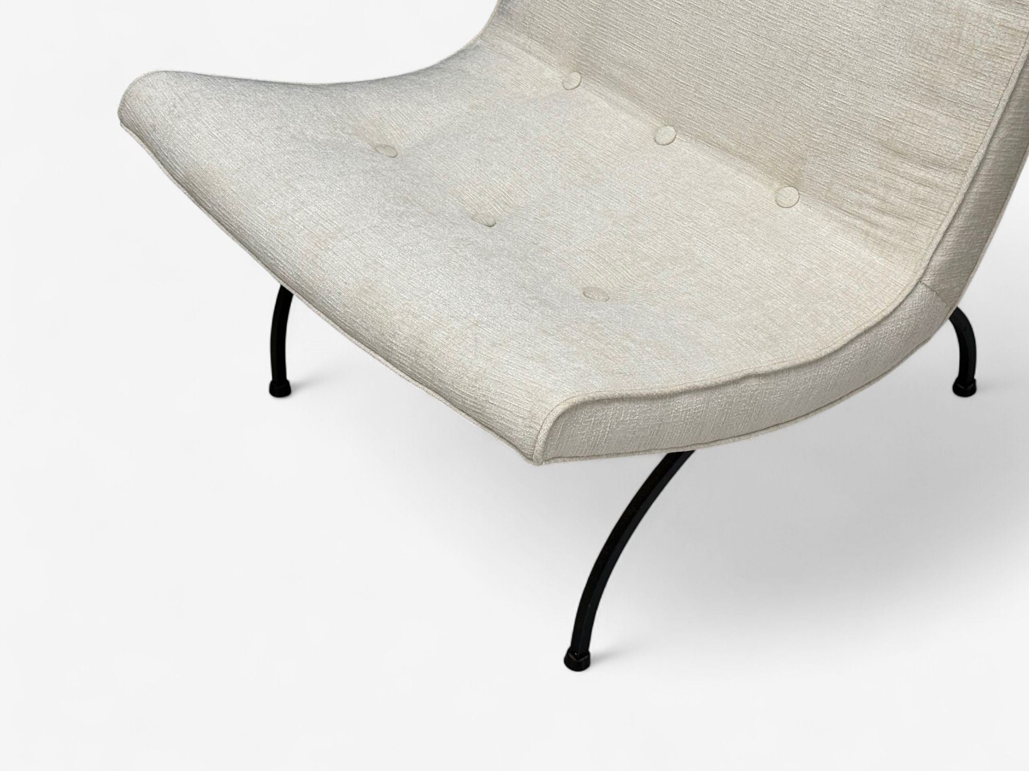 Milo Baughman, Iron, Fabric, Scoop Chair, USA, 1950s