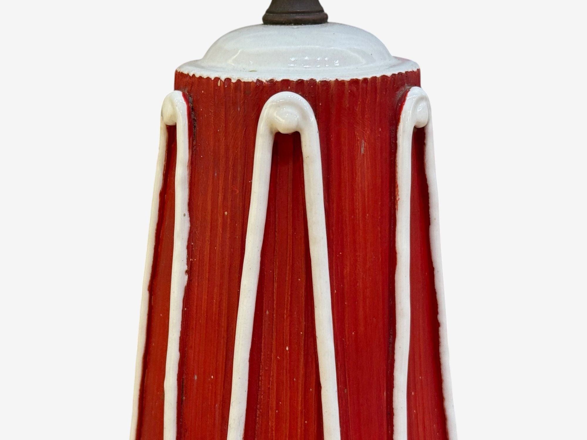 Italian Modern, Red Ceramic, Table Lamp, Italy, 1950s