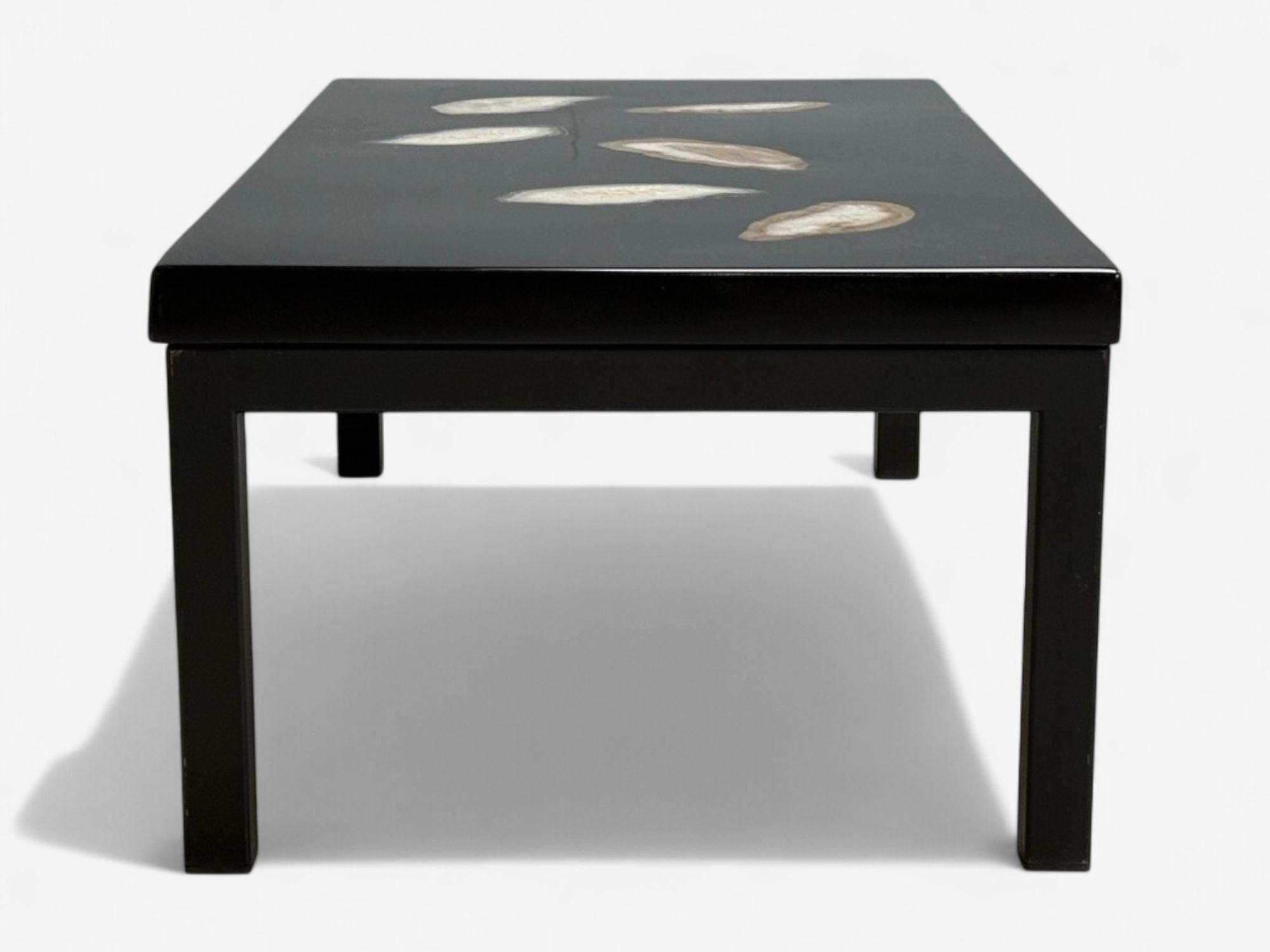 Ado Chale, Black Resin, Agate, Coffee Table, Belgium, 1990s