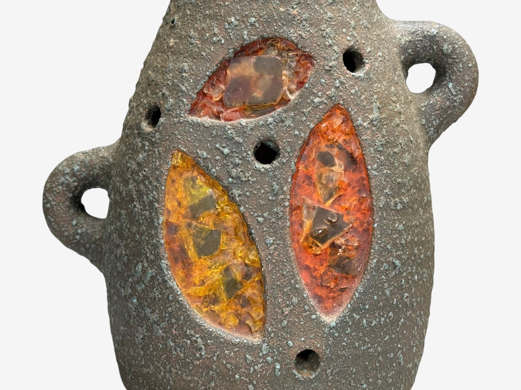 Accolay, Ceramic, Stained Glass, Spun Resin, Table Lamp, France, 1960s