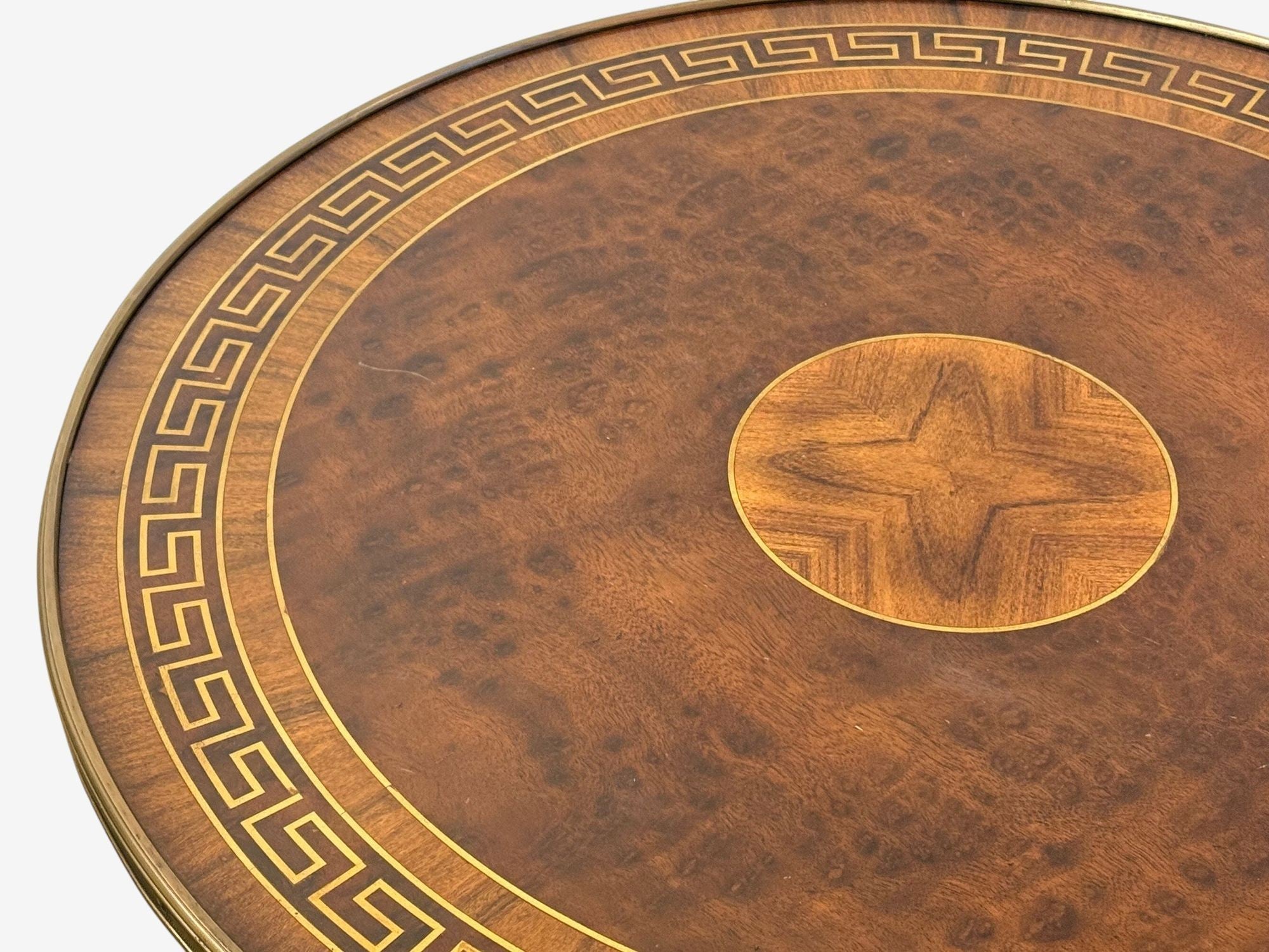 Russian Neoclassical, Burlwood, Brass, Gueridons, France, 1950s