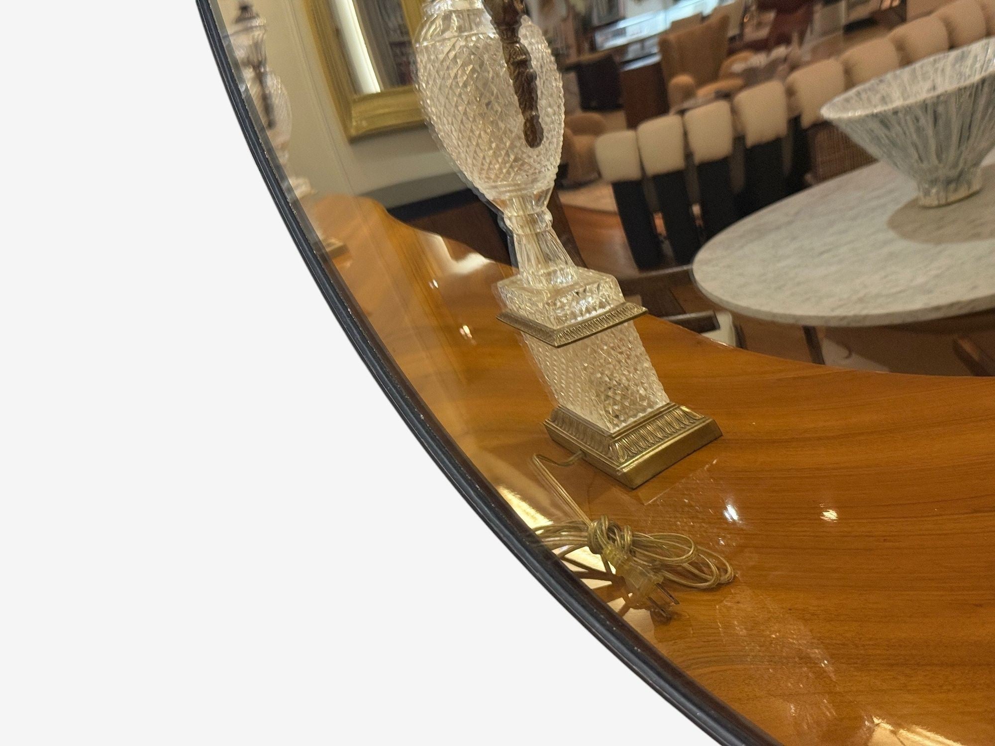 Contemporary, Convex Glass, Brass, Silver Space Age Wall Mirror