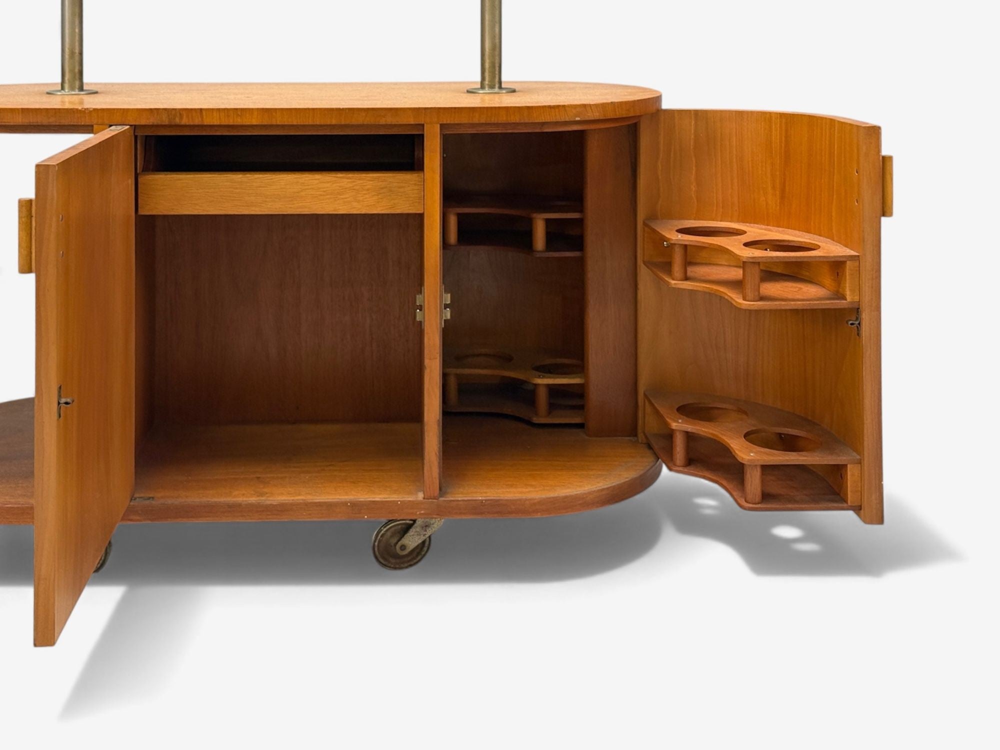 Erik Mattsson, Art Deco, Marquetry, Glass, Rare Bar Cart, Sweden c. 1939