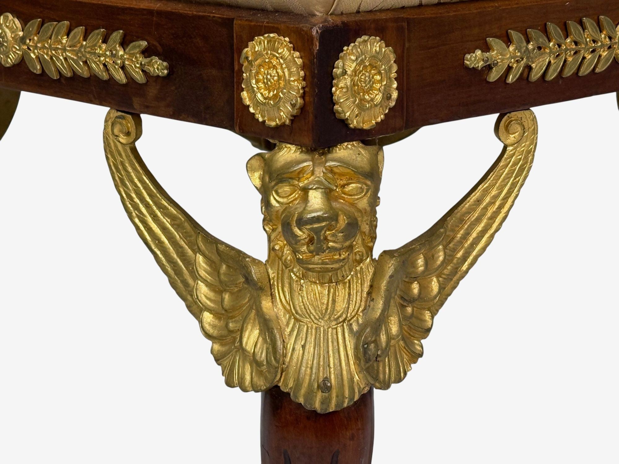 French Empire Revival, Bronze, Mahogany, Fabric, Footstool, France, 19th c.