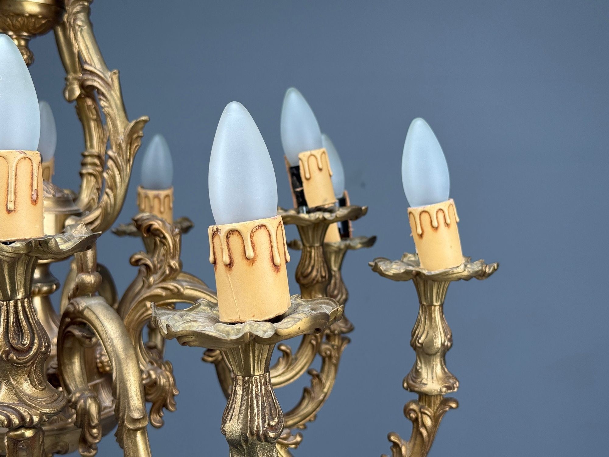 Baroque, Scroll Form Chandelier, Dore Bronze, France, 19th/20th Century