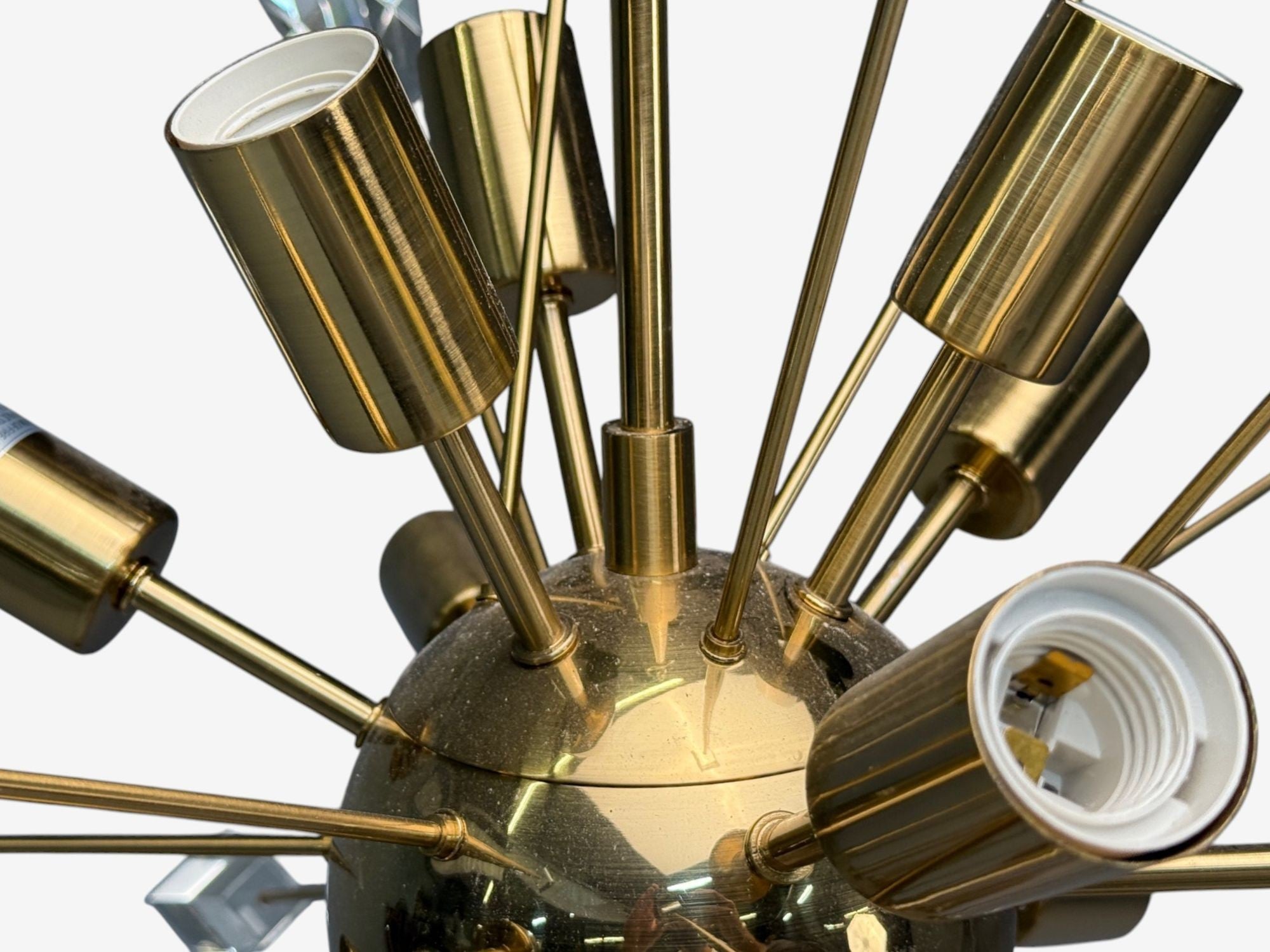 American Modern, Brass, Lucite, Sputnik Chandelier, USA, 1980s