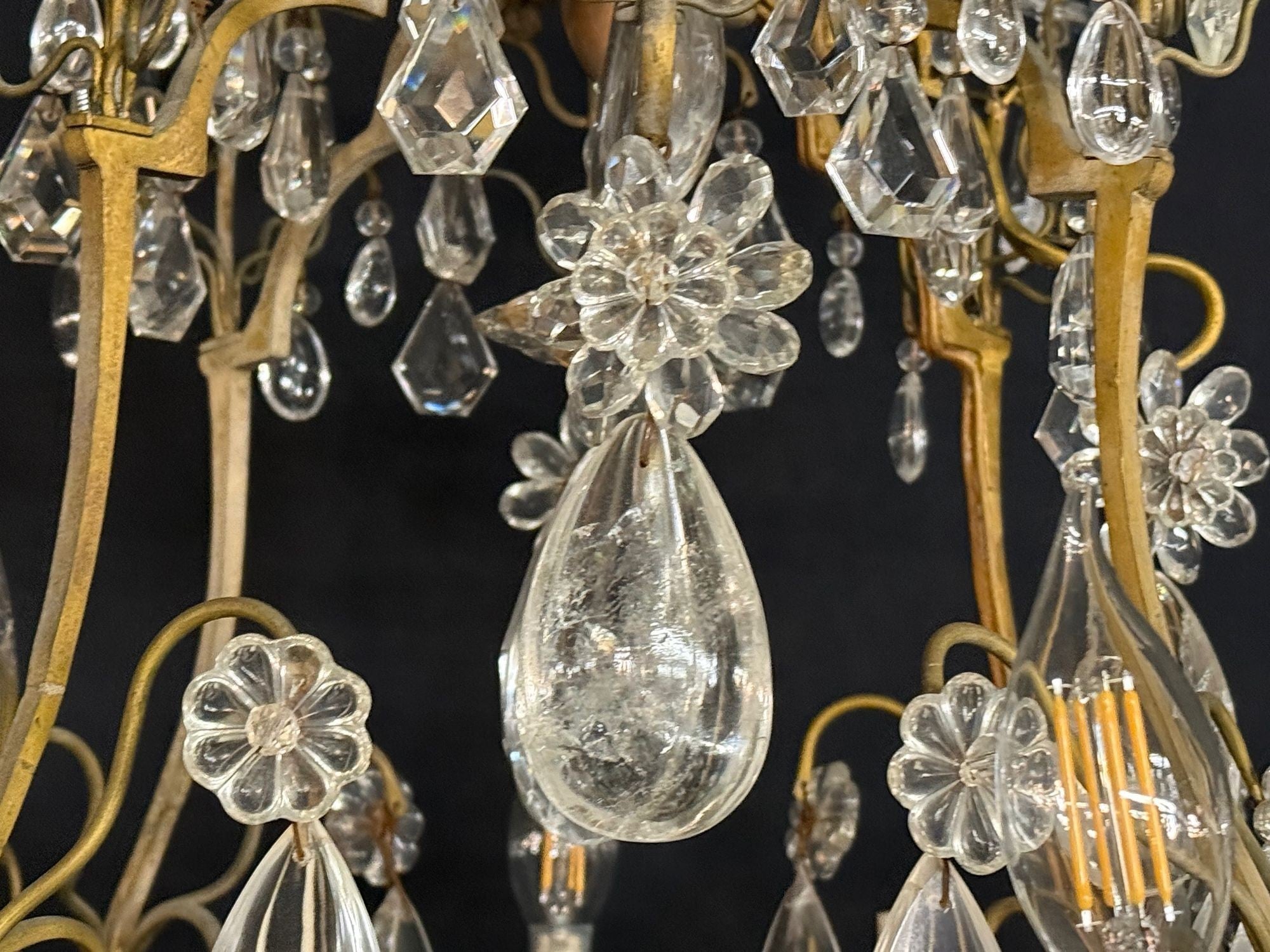 Louis XVI Style, Bronze, Rock Crystal, 12 Light Chandelier, France, 19th c.