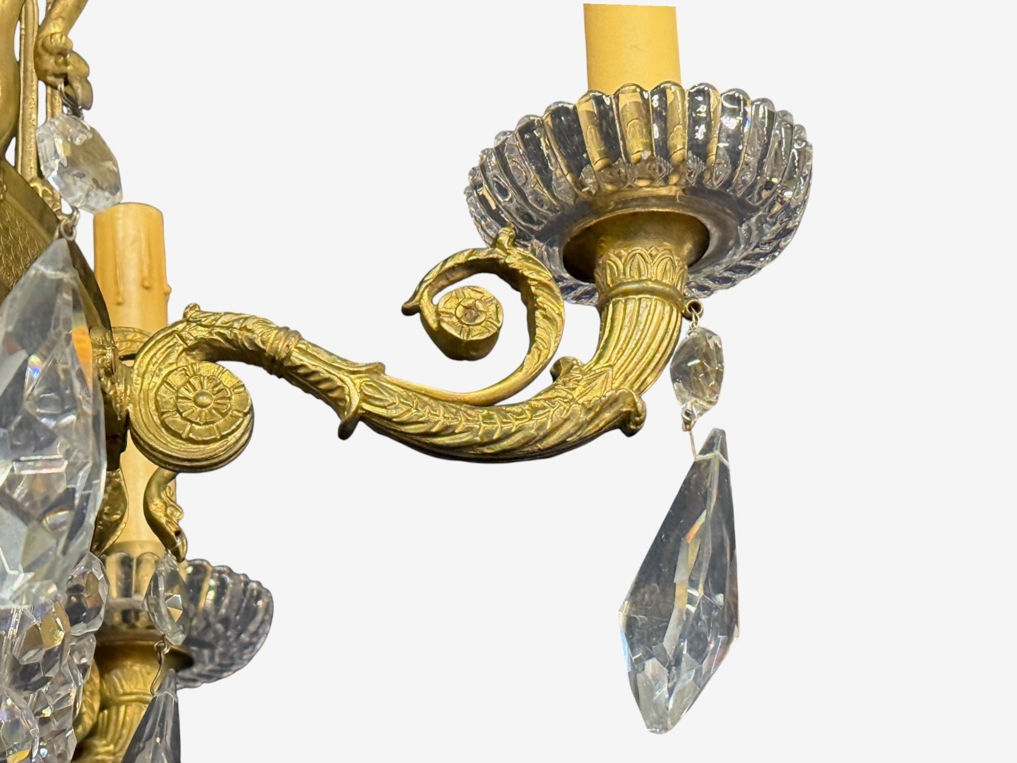 Neoclassical, Bronze, Crystal, Nine Light Chandelier, France, 19th c.