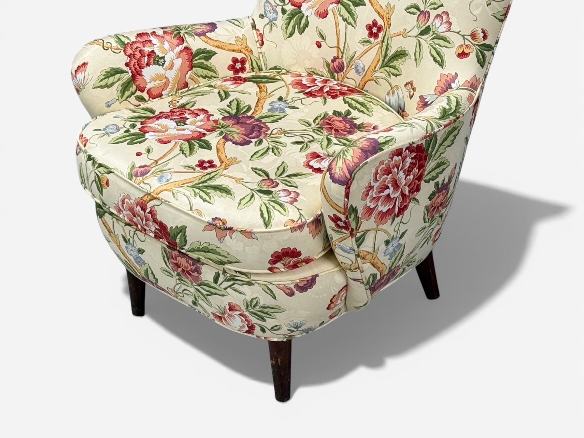 Ernst Schwadron Style, Mahogany, Fabric, Organic Lounge Chairs, USA, 1960s