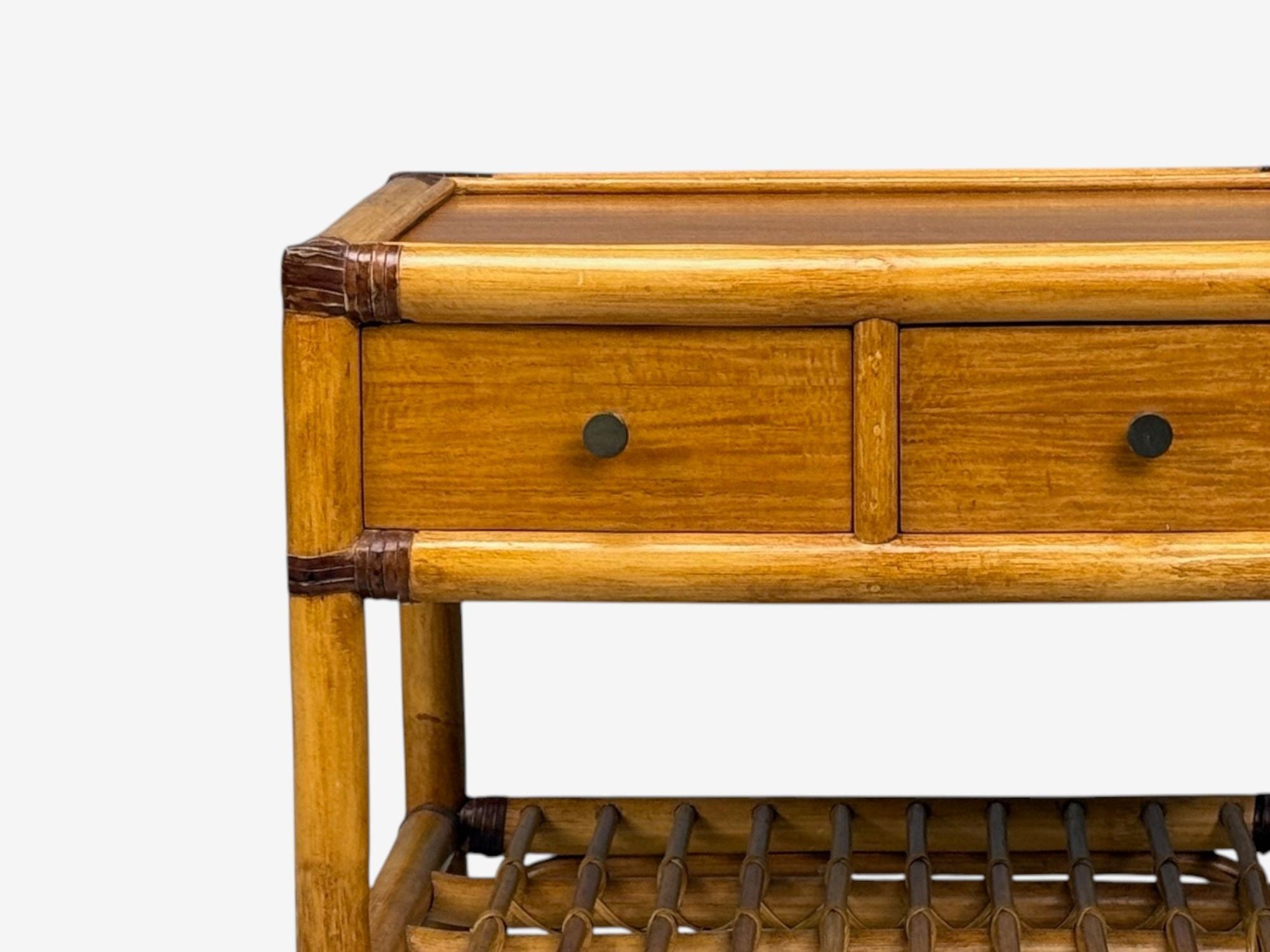 Kenneth Bergenblad, Nightstands, Bamboo, Rattan, Brass, Sweden, 1970s