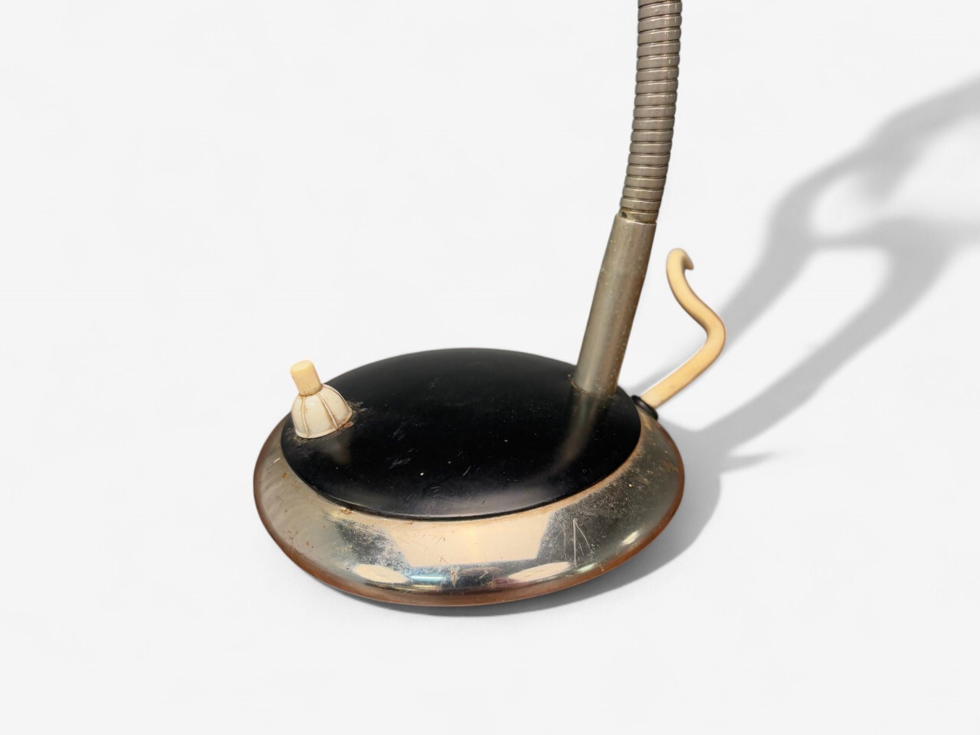 Swedish Modern, Black Lacquered Metal, Adjustable Desk Lamp, Sweden, 1950s