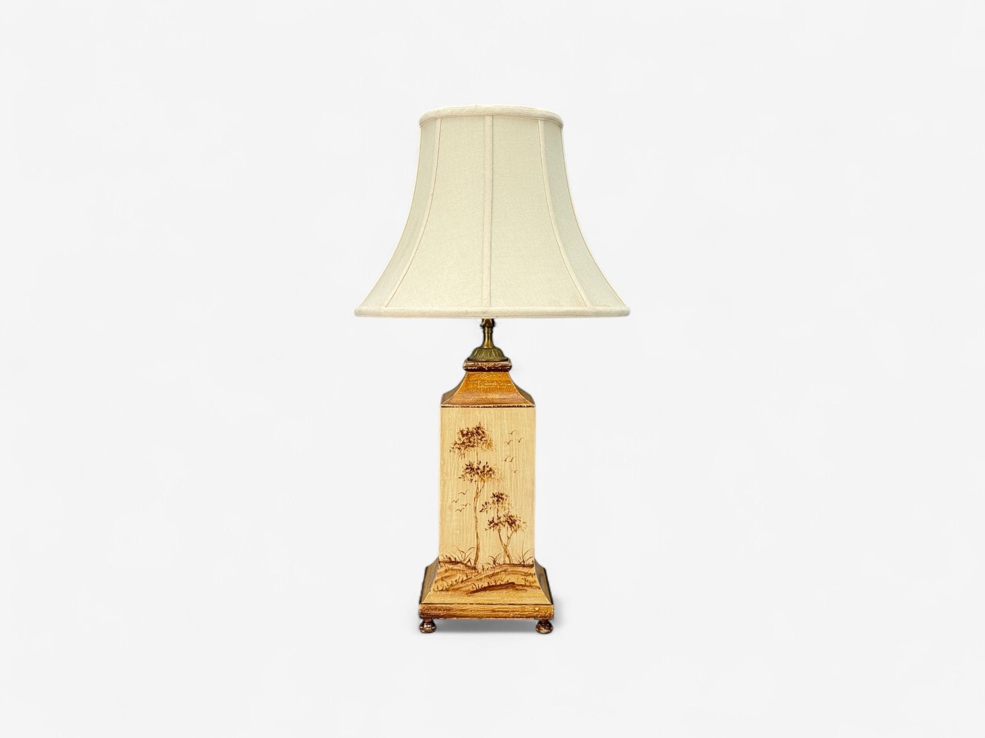 Chinoiserie, Painted Wood, Brass, Table Lamp, USA, 1960s