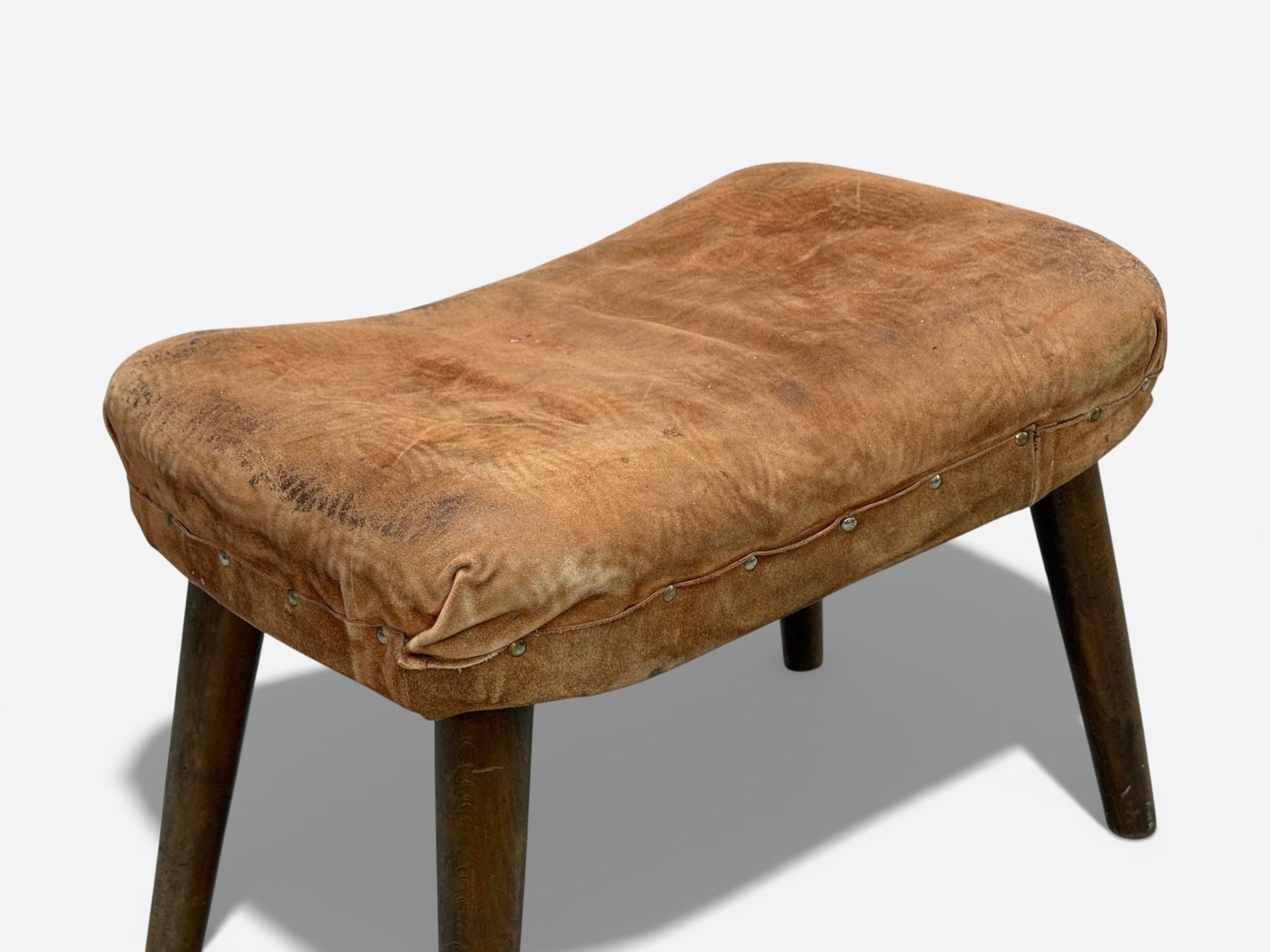 Madsen and Schubell, Ottoman, Beech, Suede, Sweden, 1940s
