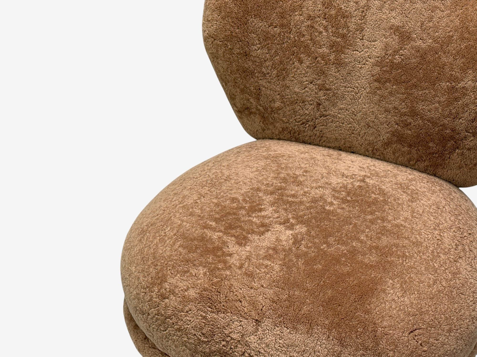 Swedish Modern, Slipper Chair, Brown Sheepskin, Birch, Sweden, 1950s