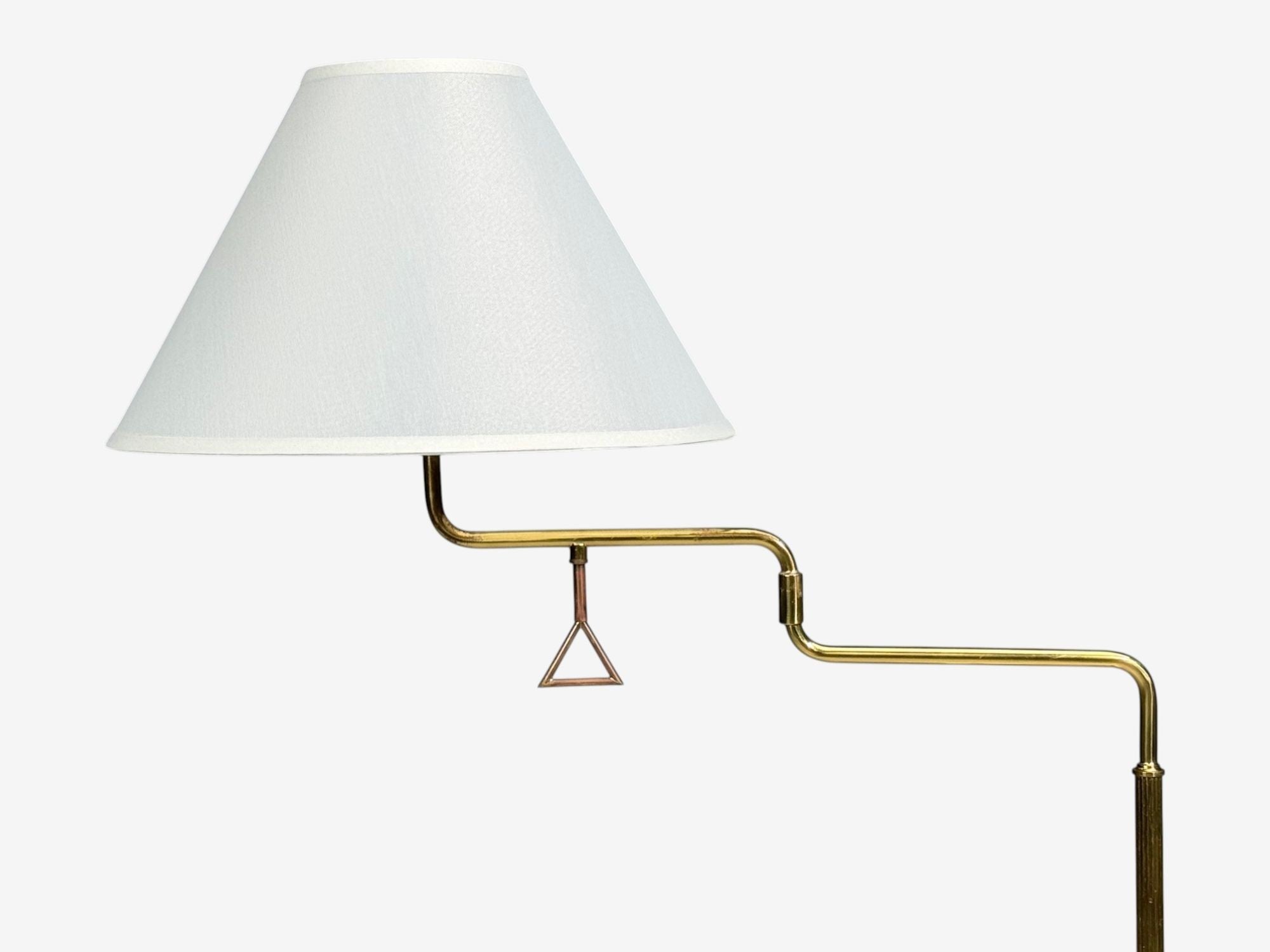 Armaturhantverk Göteborg, Articulating Floor Lamp, Brass, Fabric, Sweden, 1960s