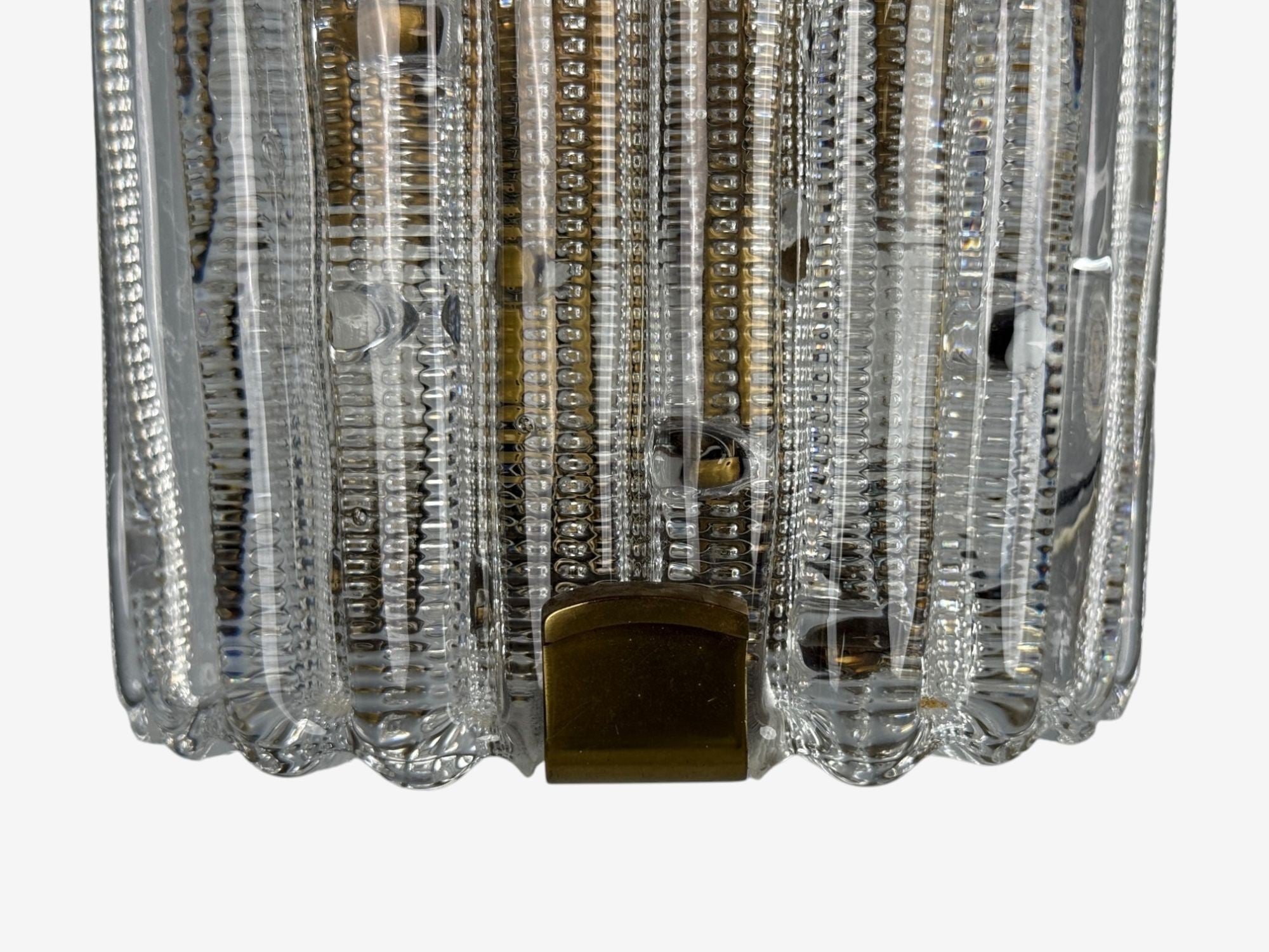 Carl Fagerlund, Textured Glass, Brass, Large Wall Sconces, Sweden, 1940s