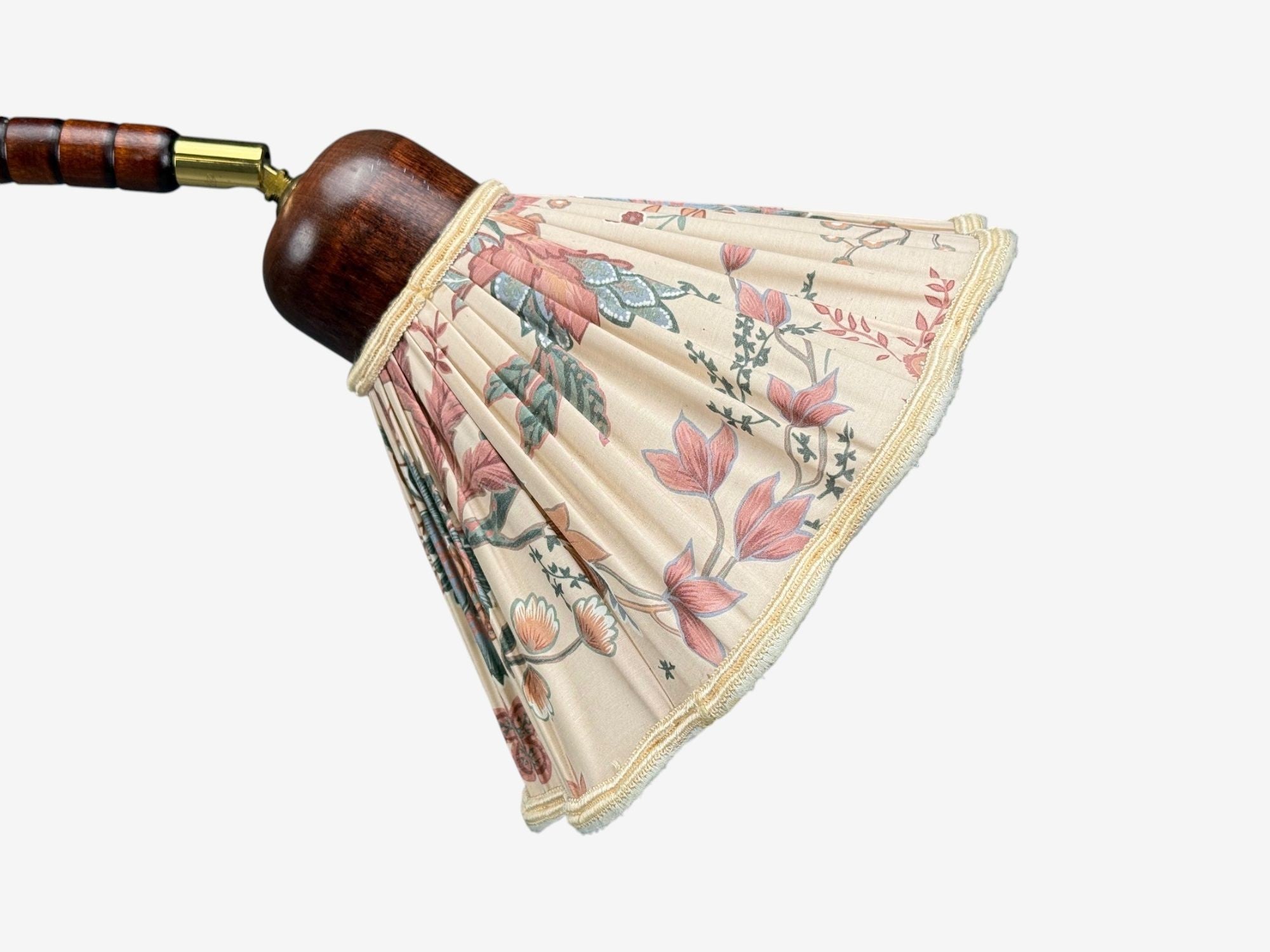 Markslöjd Attribution, Floor Lamp, Stained Wood, Fabric, Sweden, 1970s