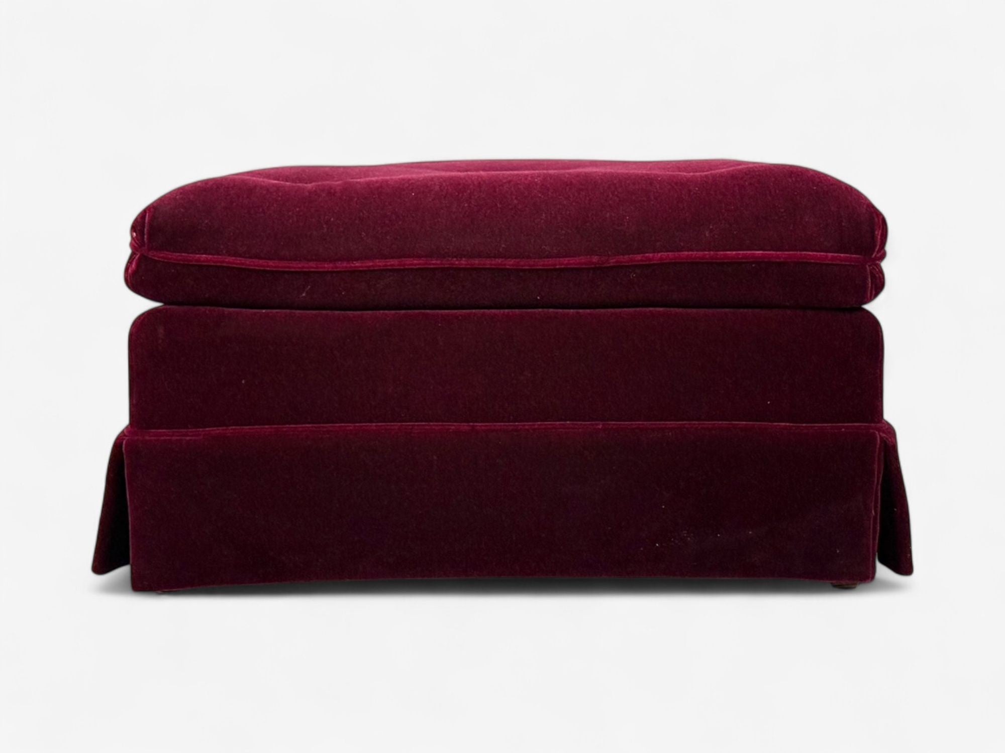 Traditional, Aubergene Mohair, Rolling Ottoman, England, 1970s
