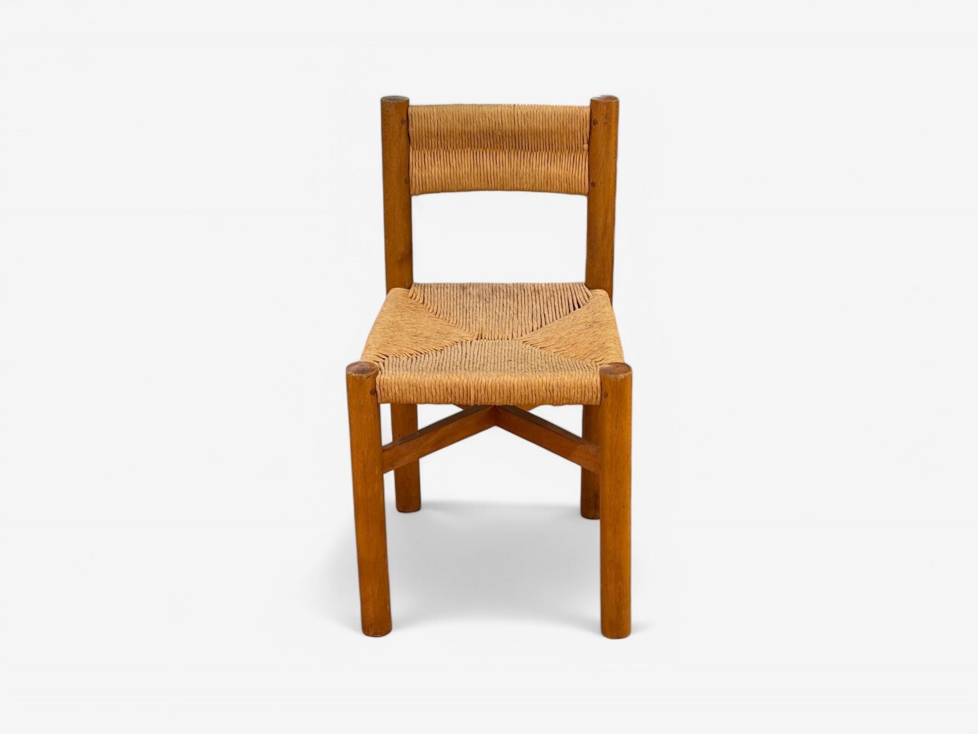 Charlotte Perriand, French Mid-Century, Early Straw-Back Meribel Chairs c. 1946