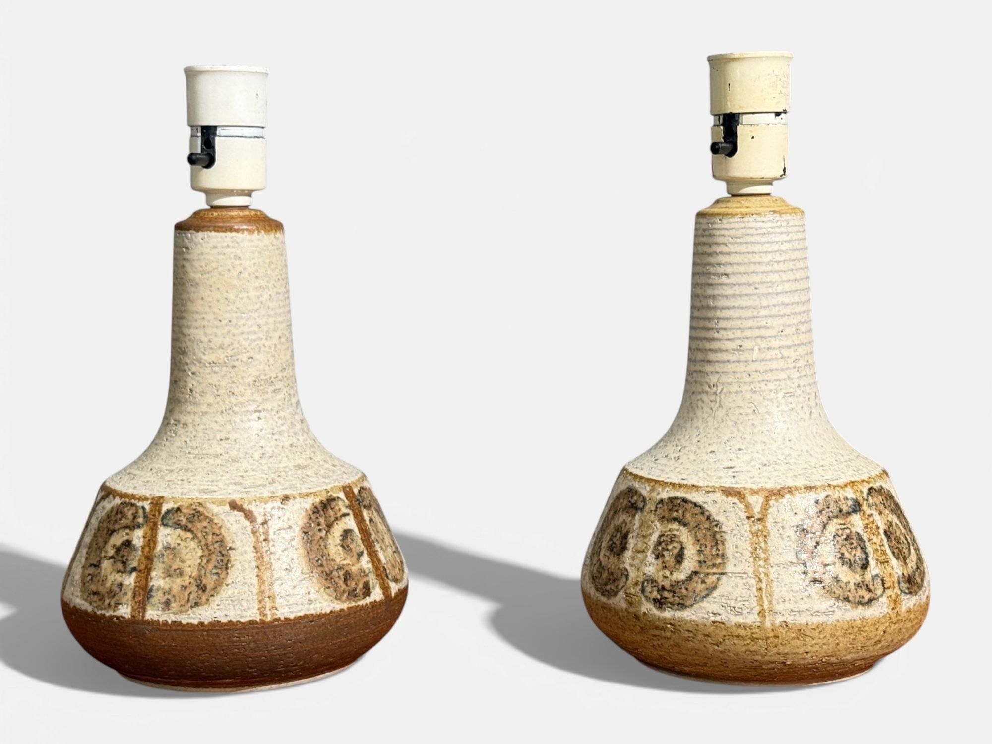 Svend Aage Jensen, Table Lamps, Beige Stoneware, Denmark, 1960s
