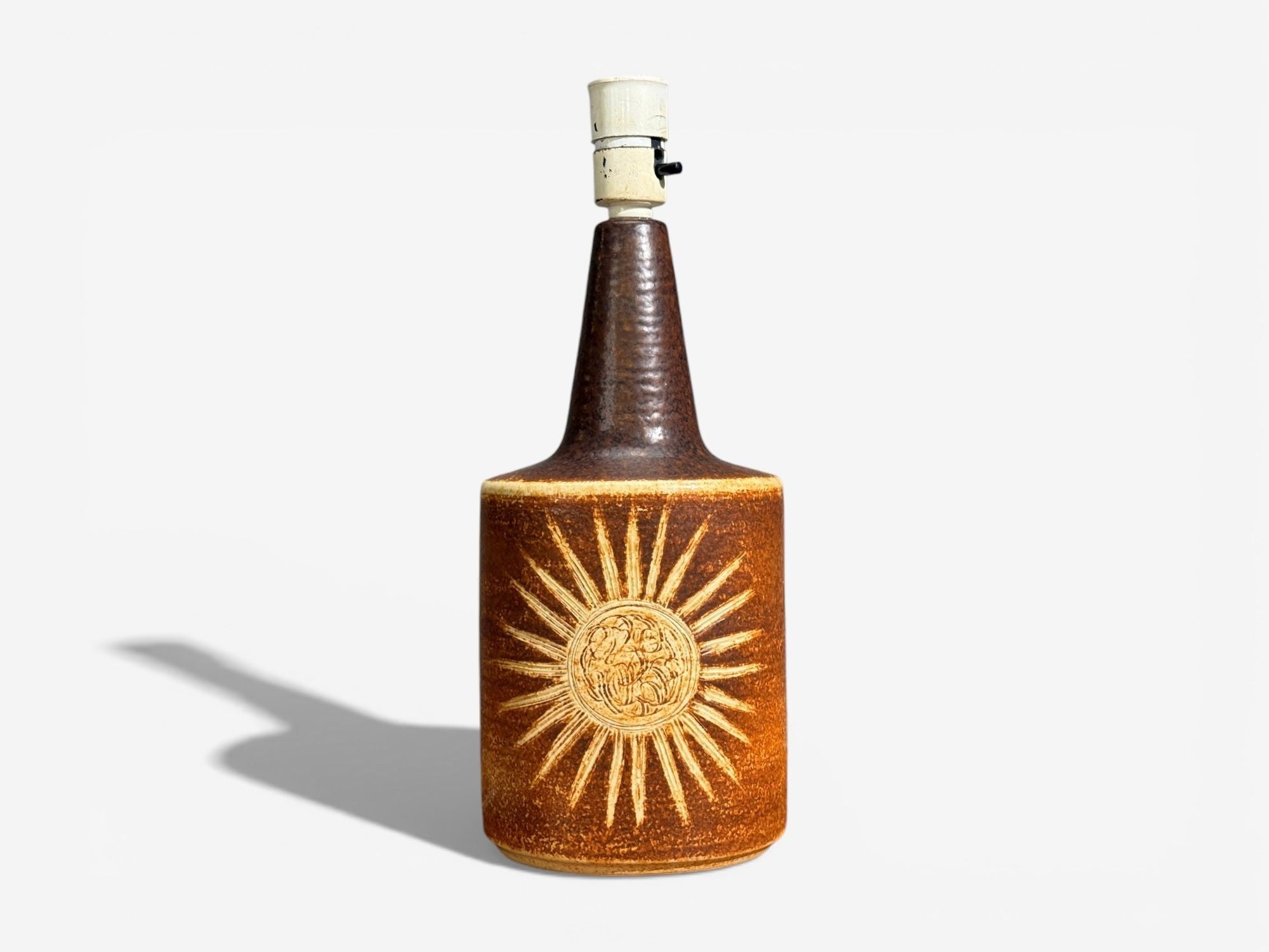 Søholm Stentøj, Table Lamp, Brown Glazed Stoneware, Denmark, 1960s