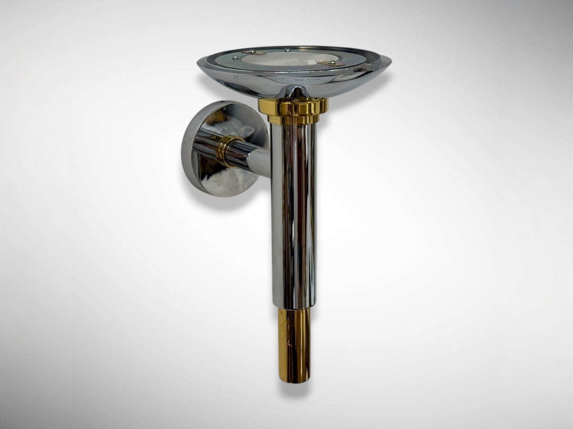Karl Springer Style, Chrome, Brass, Large Wall Lights, USA, 1960s