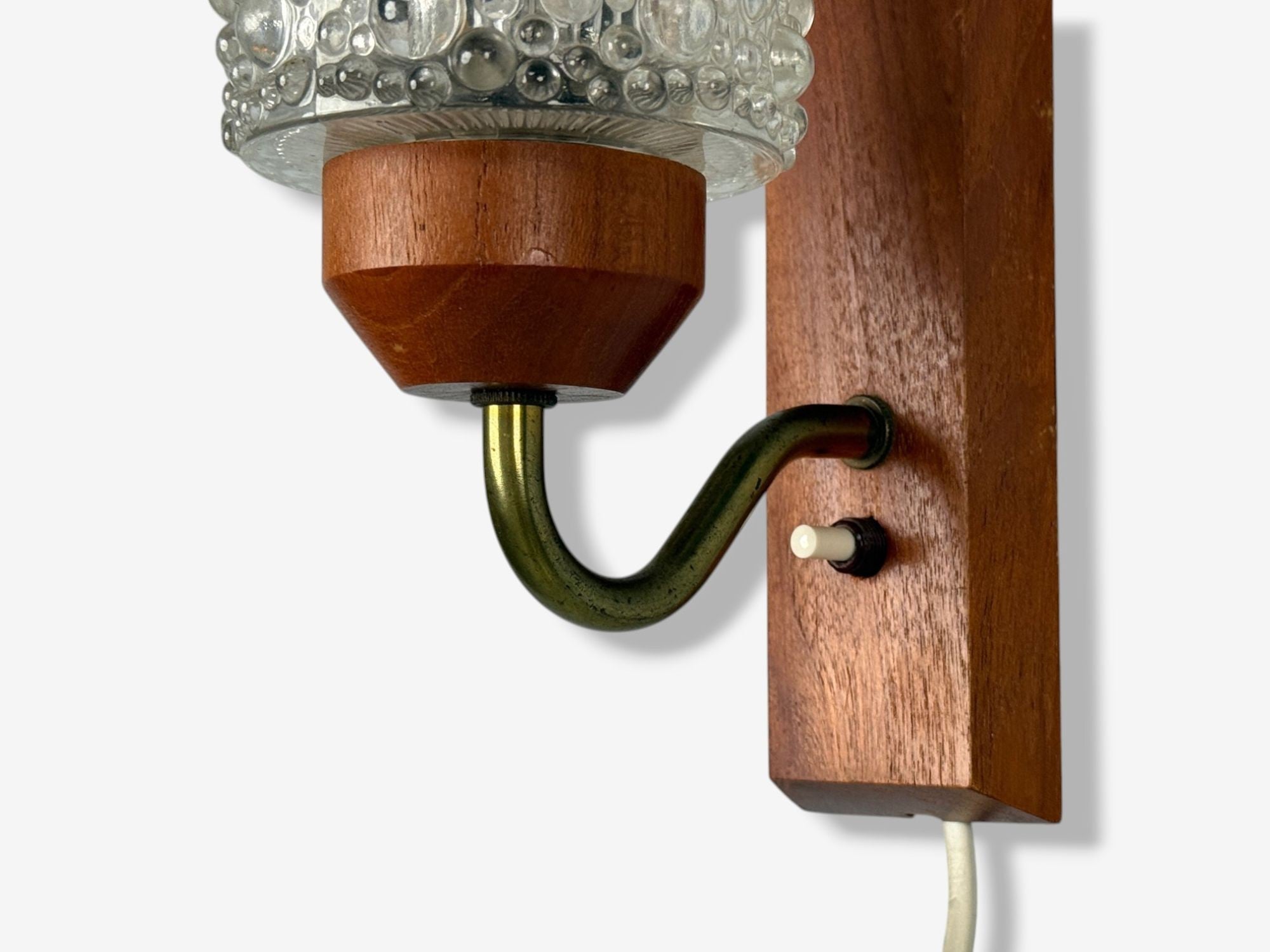 Danish Modern, Teak, Brass, Glass, Wall Lights, Denmark, 1960s