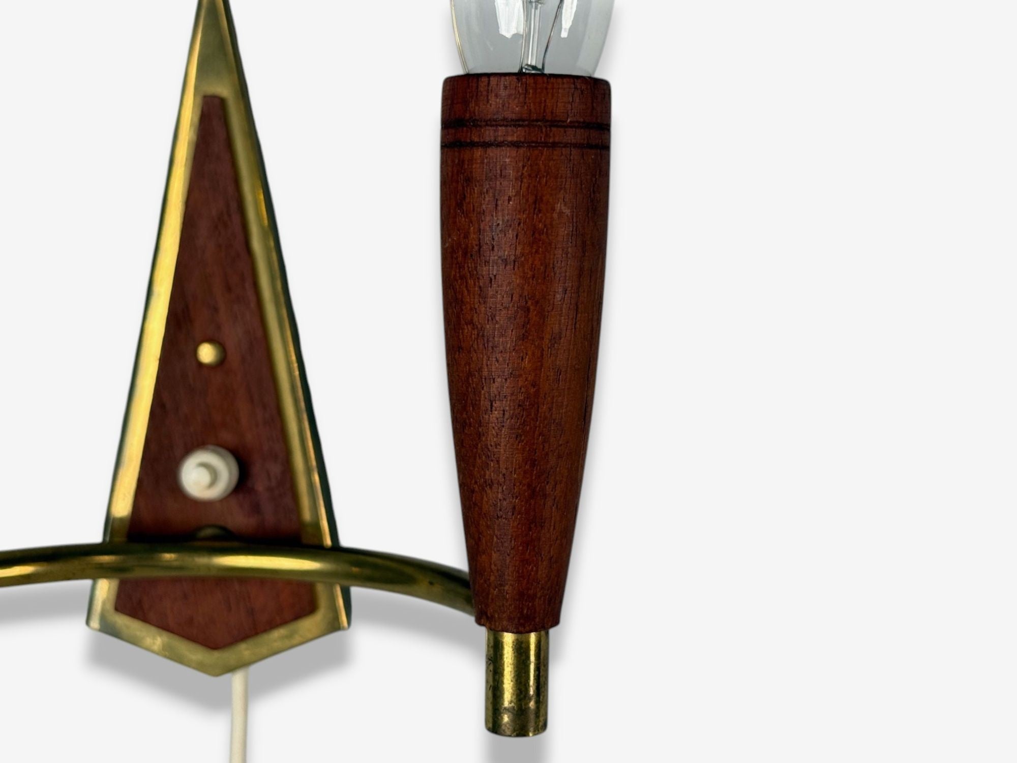 Danish Modern, Teak, Brass, Wall Light, Denmark, 1960s