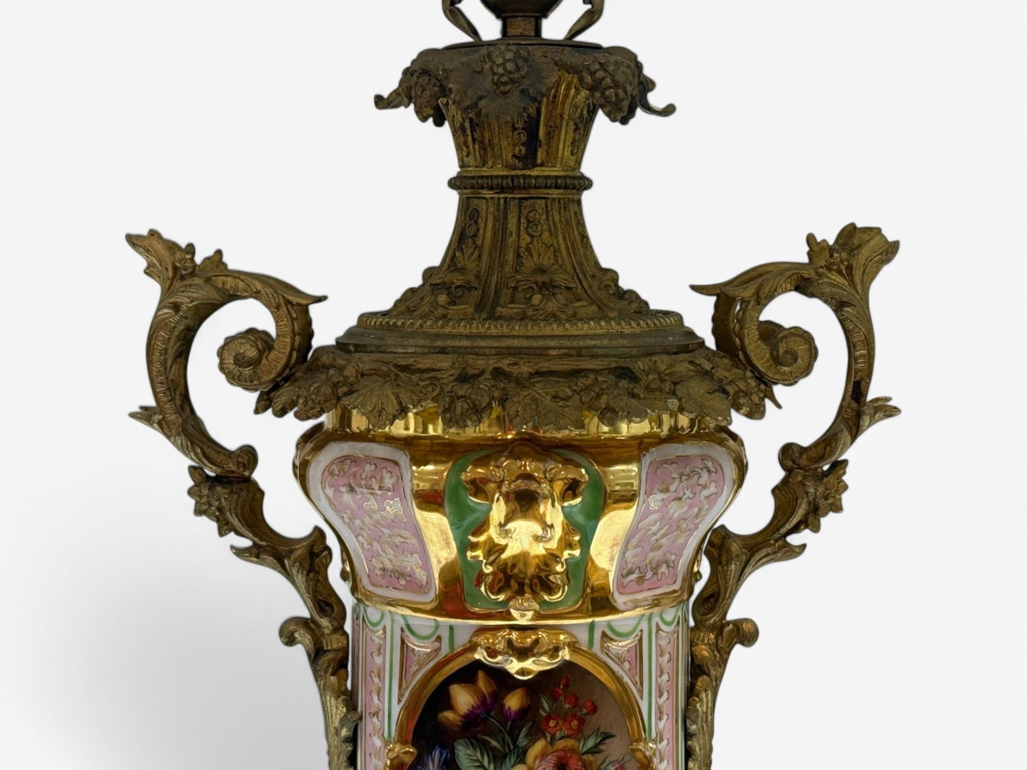 French Design, Gilt Bronze, Porcelain, Ornate Table Lamp, France, 19th C.
