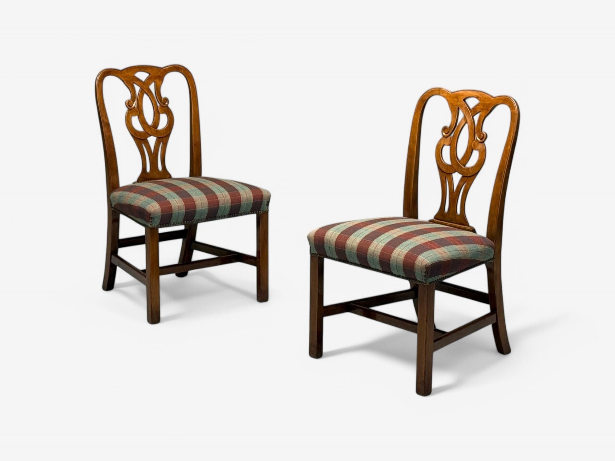 Baker Furniture, Chippendale Style, Mahogany, Eight Dining Chairs, USA, 1950s