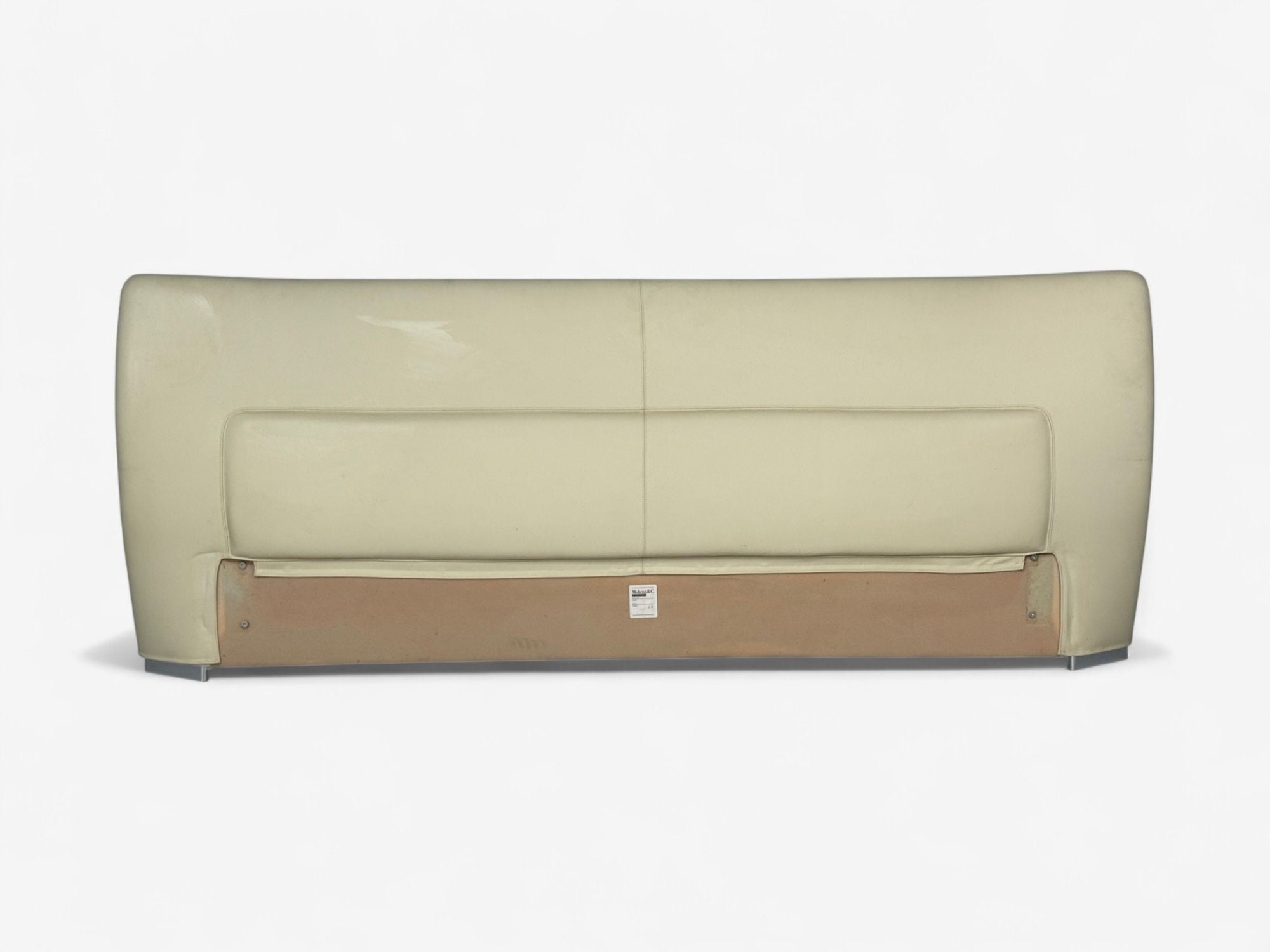 Molteni & C., Cream Leather, Chrome, King Size Bedframe, Italy, 21st C.
