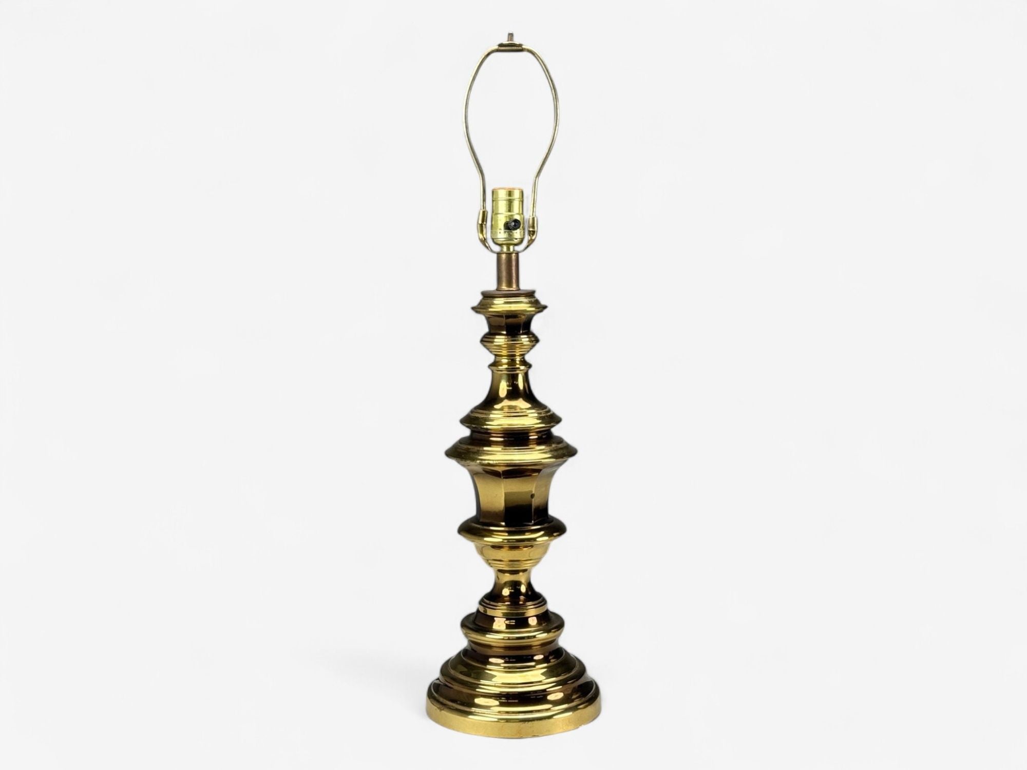 Hollywood Regency, Brass, Fabric, Table Lamps, USA, 1970s