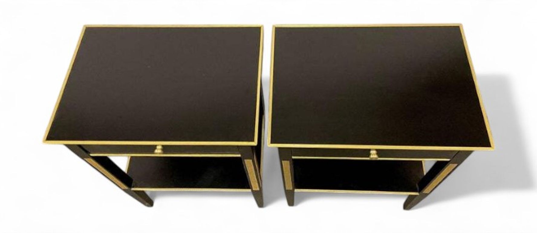 Russian Neoclassical Style, Hollywood Regency, Nightstands, Painted Wood, Bronze