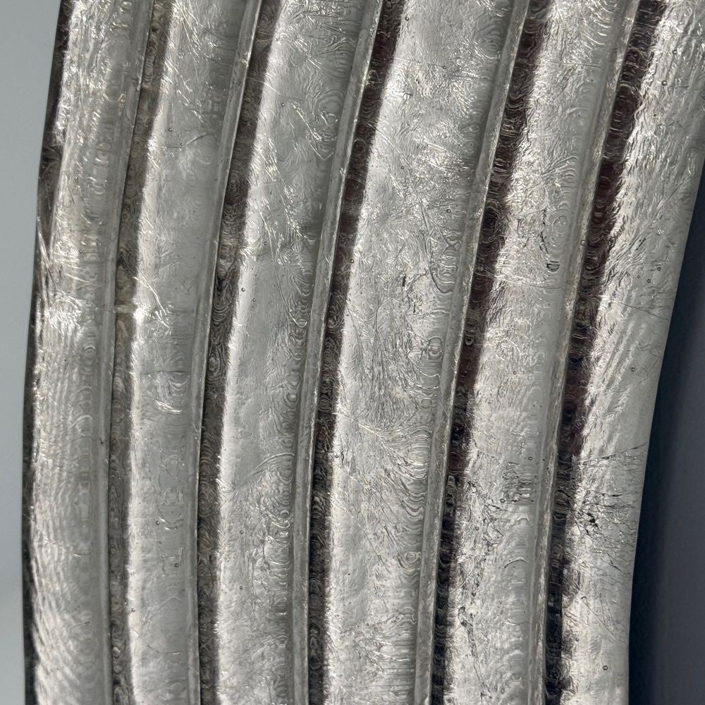 Modern Wavy Wall Mirror, Murano Glass, Silver Leaf, Brass, Italy, 21st C.