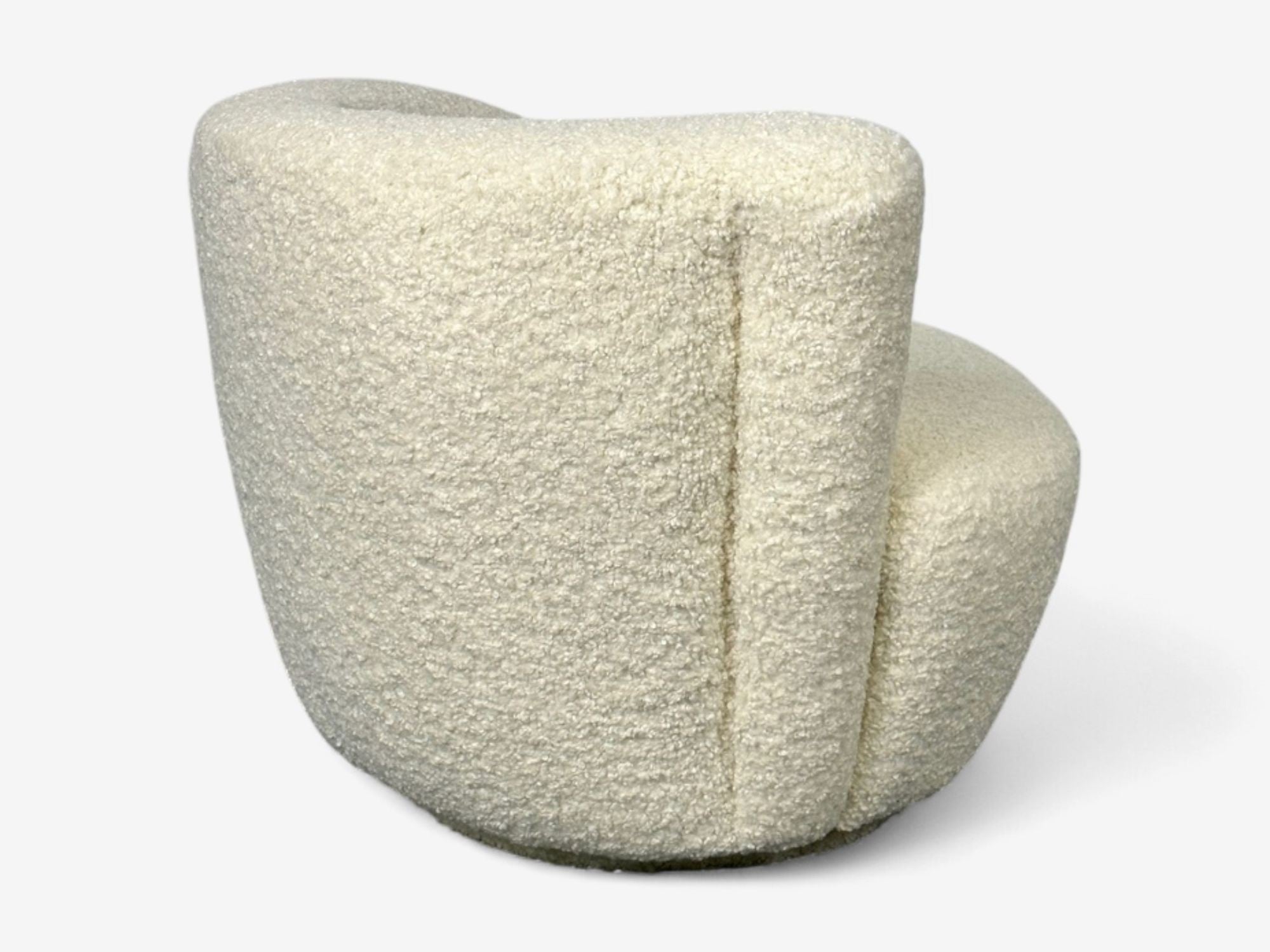 Vladimir Kagan Style, White Boucle, Nautilus Style Swivel Chairs, USA, 1970s