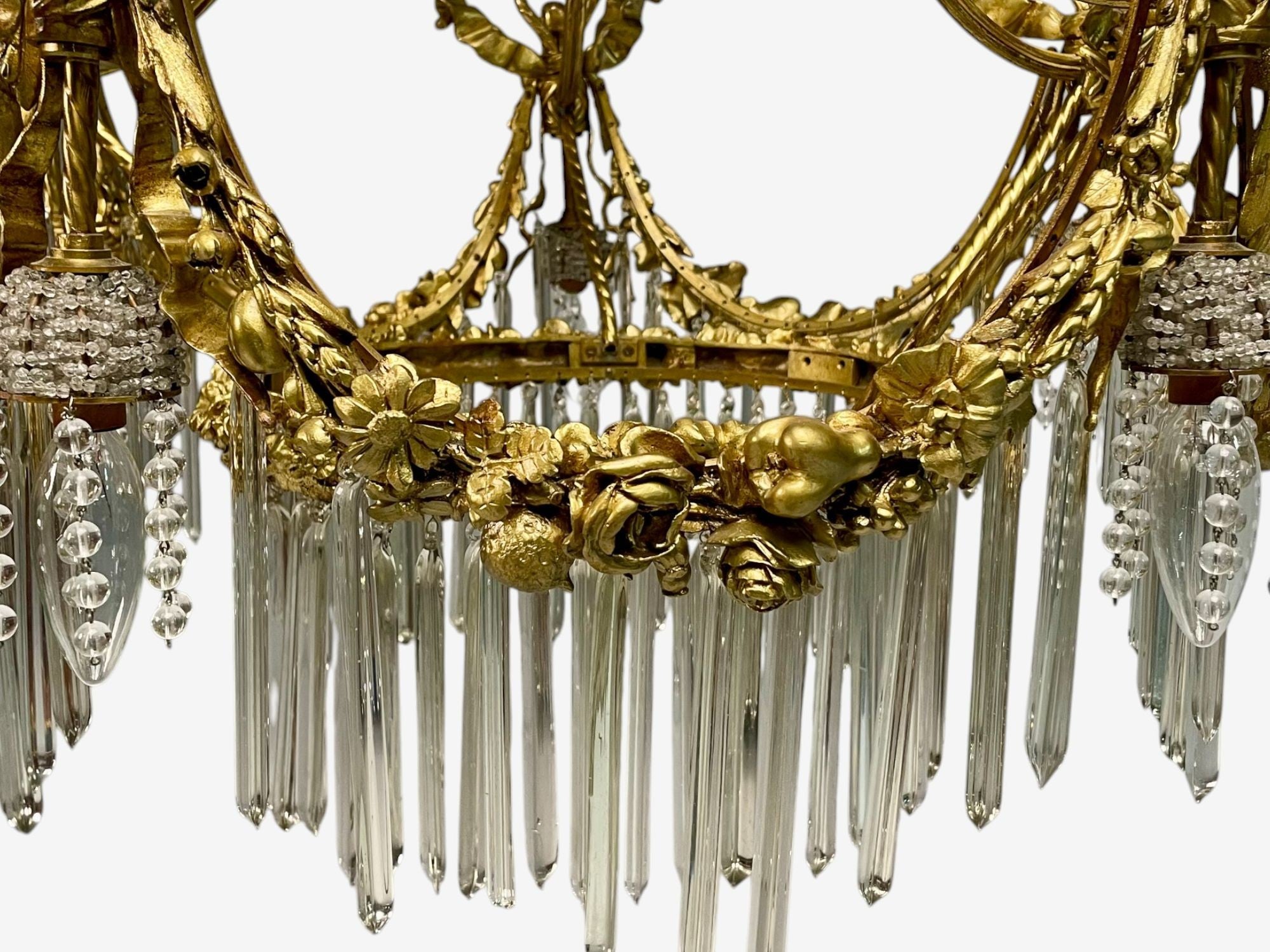 Louis XVI Style, Russian Neoclassical, Bronze, Crystal, Chandelier, France 1900s
