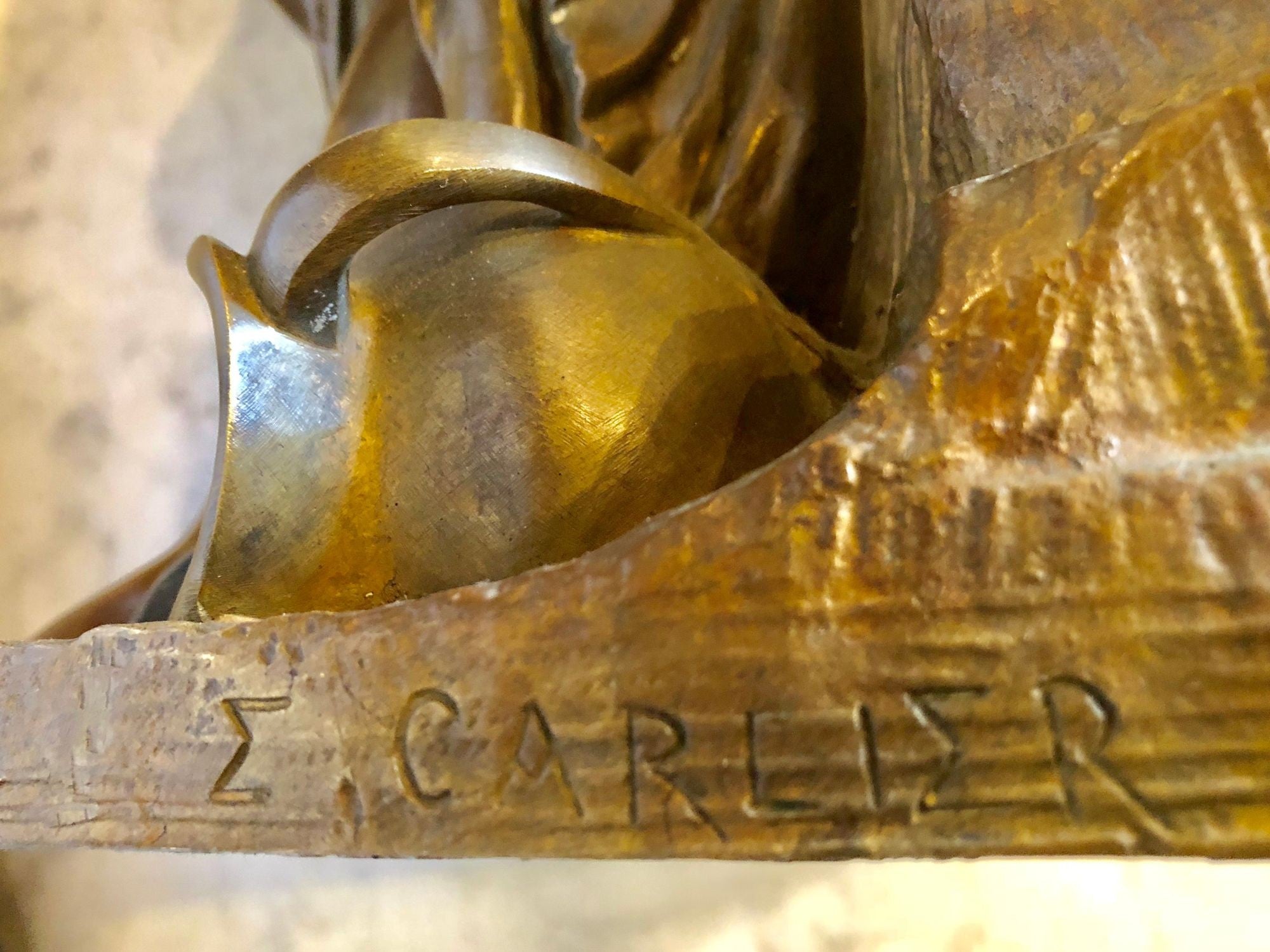 19th Century Bronze Sculpture of a Maiden in Neoclassical Form Signed E. Carlier